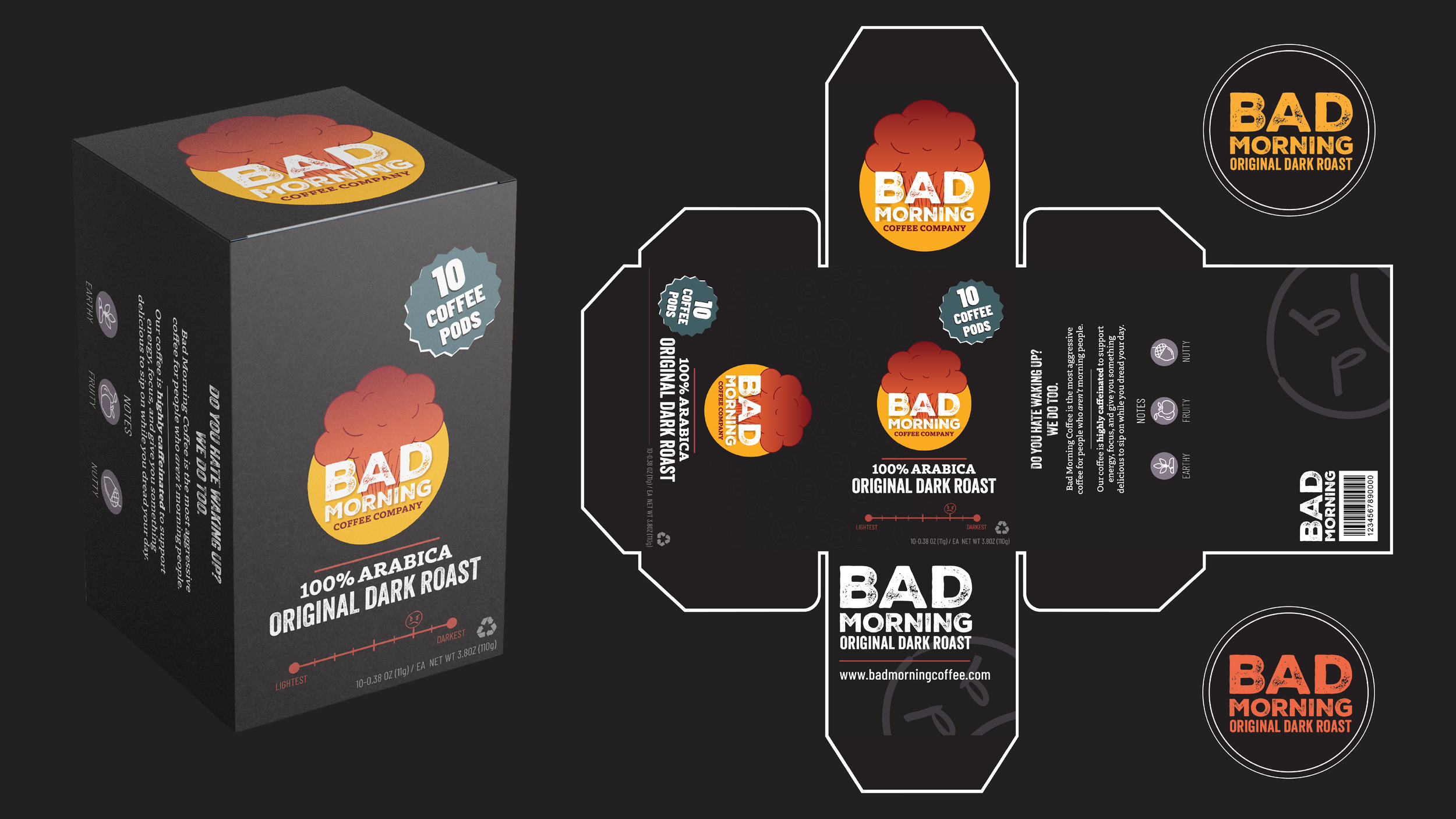 Packaging Dieline & coffee pod top designs