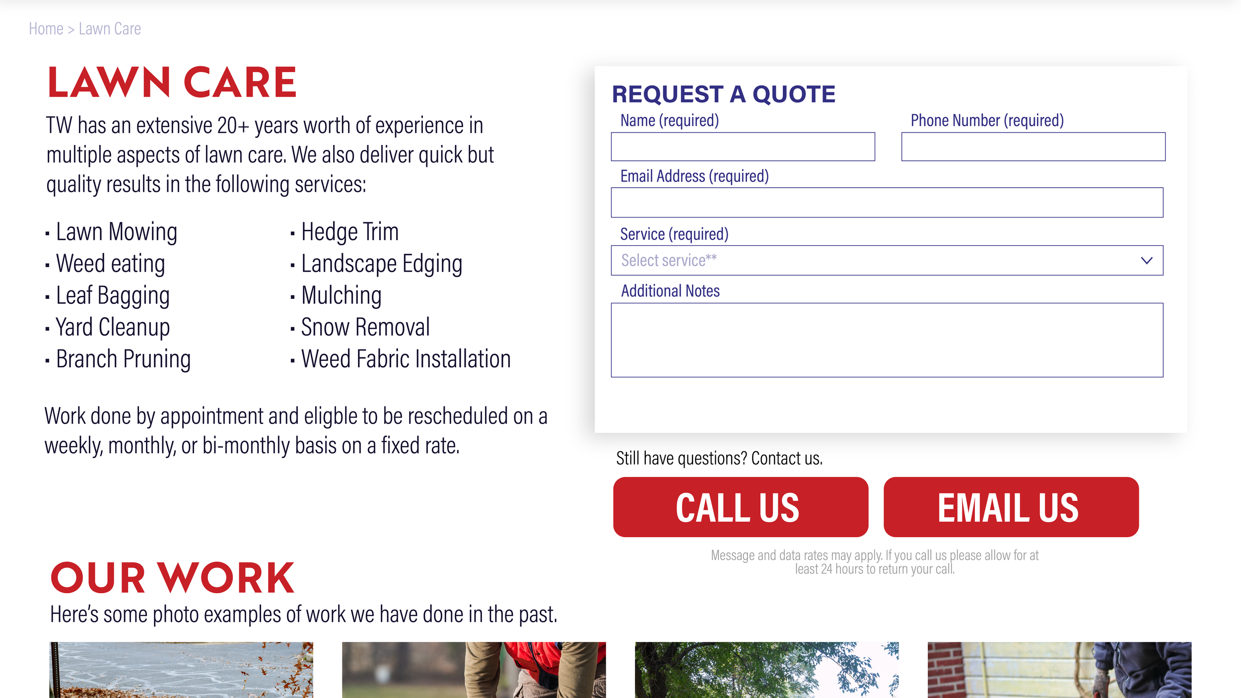 Lawn care services page