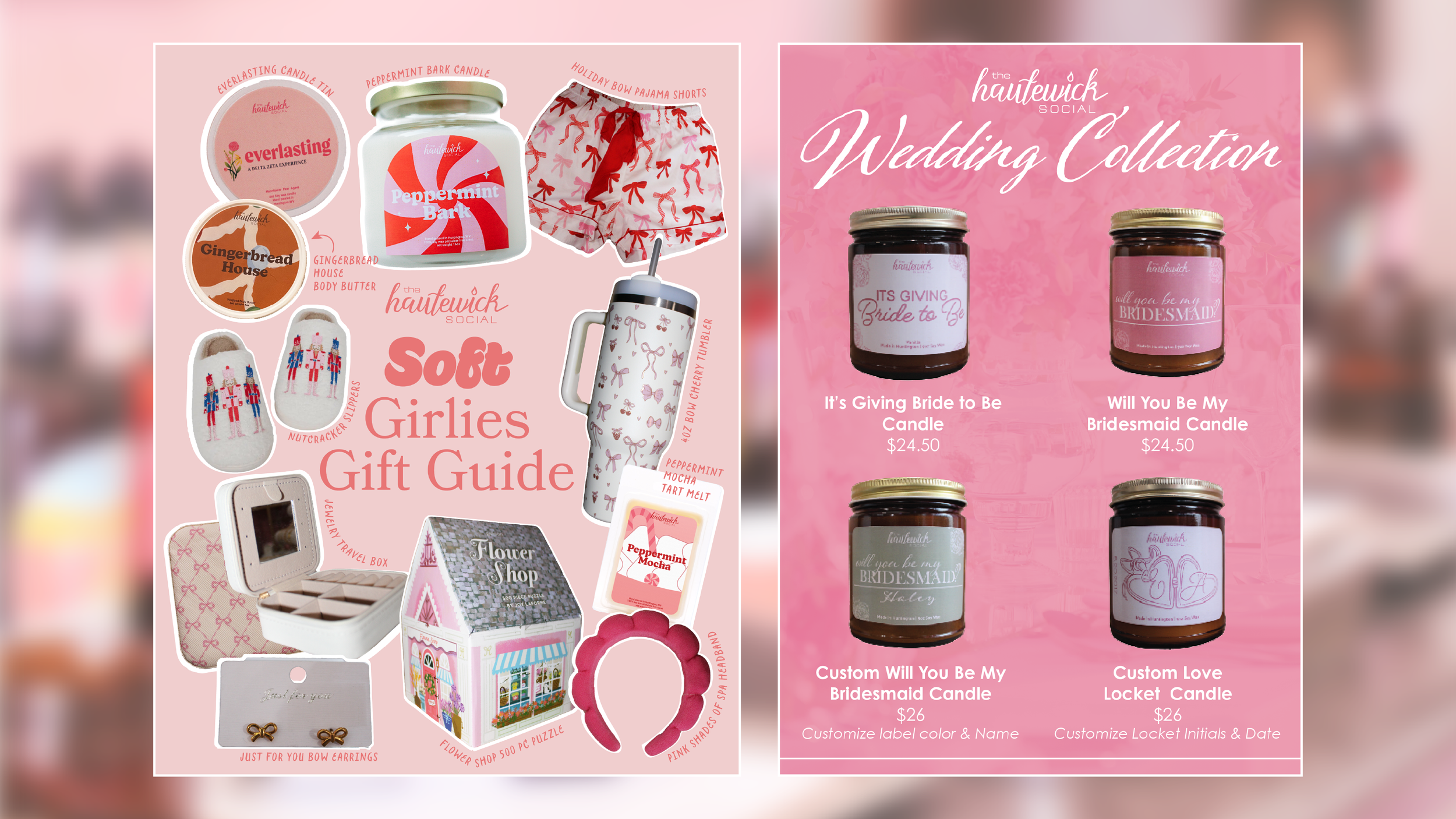Left; "Soft Girlies Gift Guide" social media engagement post | Right; In-store price signage for Wedding Collection