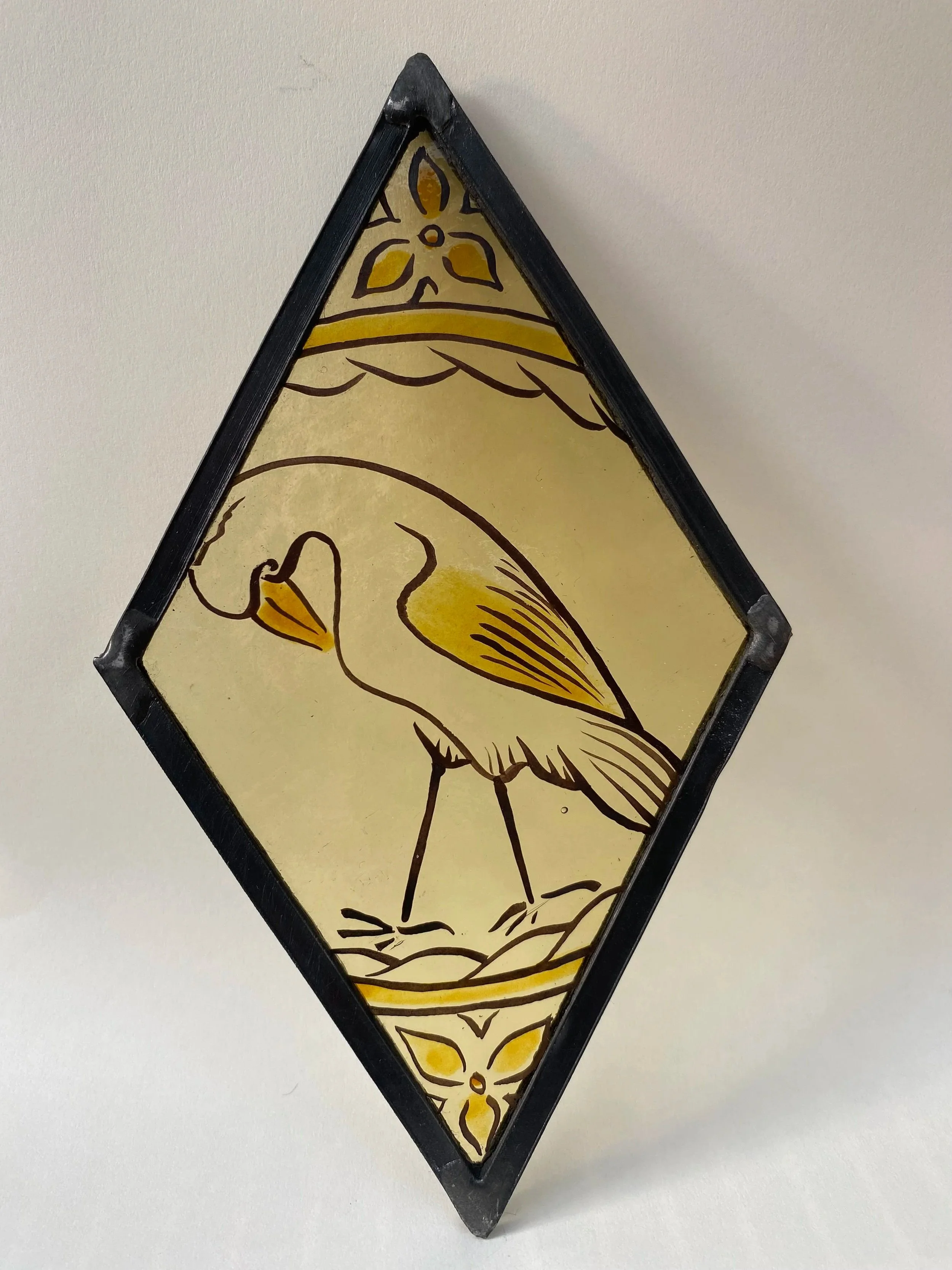 hand painted stained glass bird
