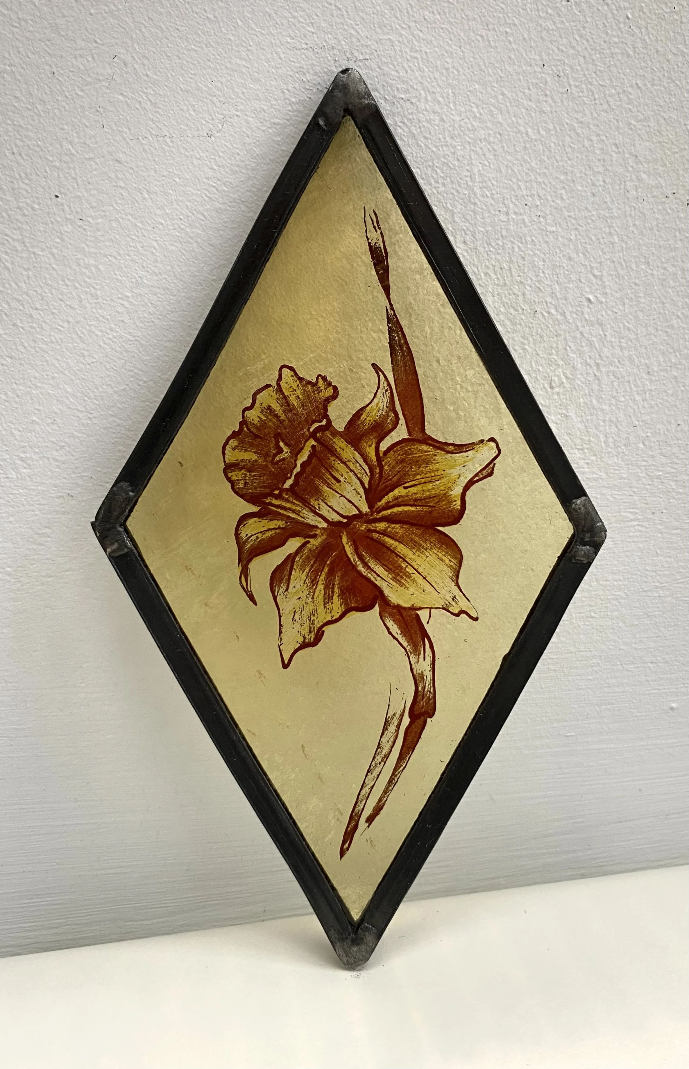 daffodil flower painted on glass