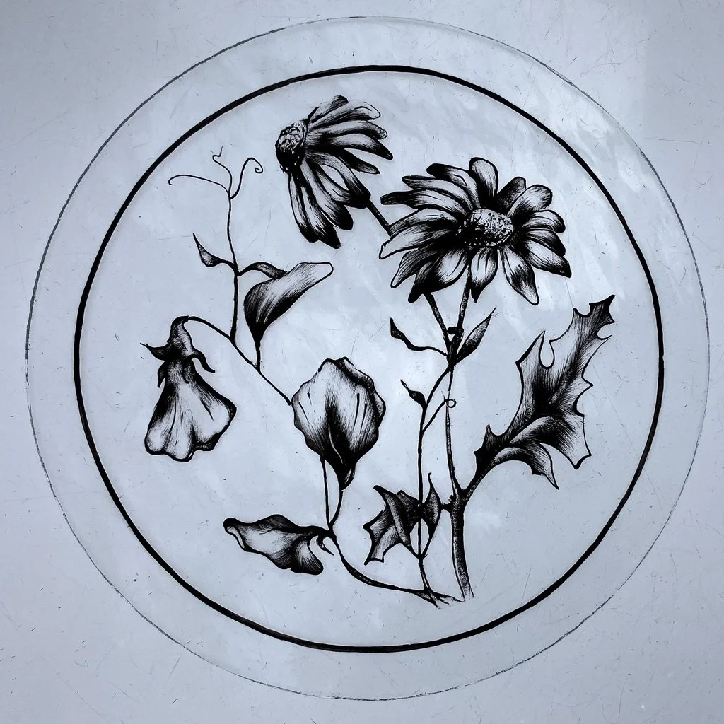 birth flower roundel by glass artist zoe henderson