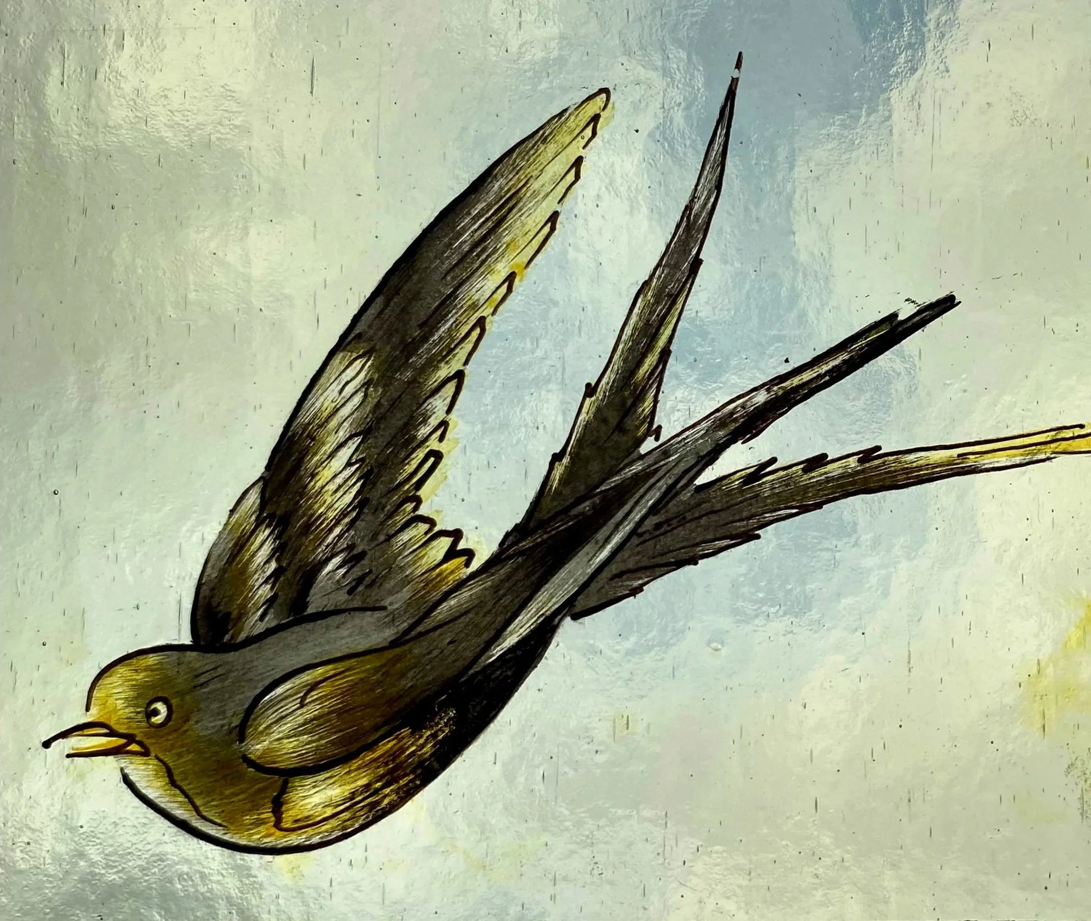 replica of traditional glass painted swift bird by zoe henderson zoehendersonstainedglass.co.uk
