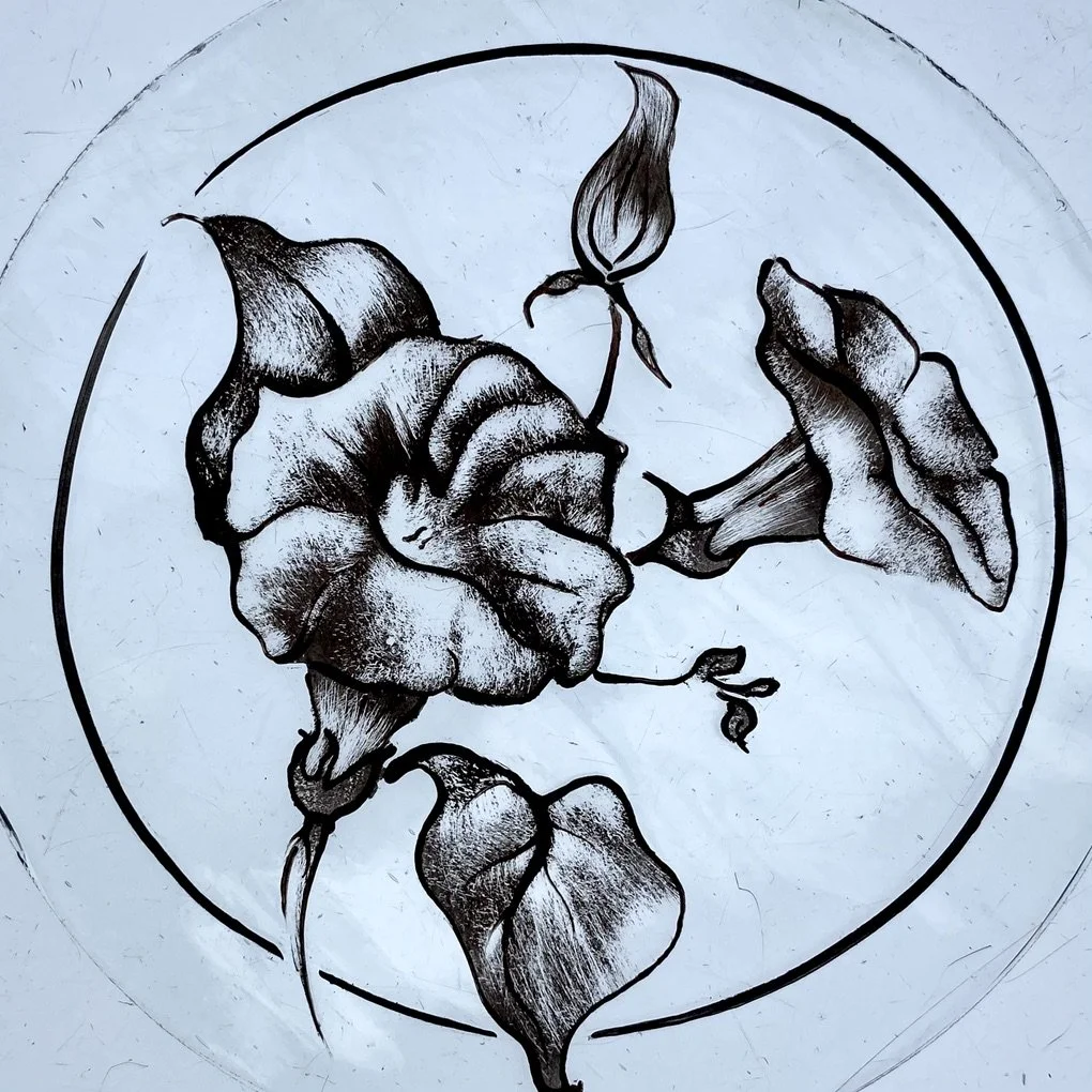 birth flower roundel by glass artist zoe henderson