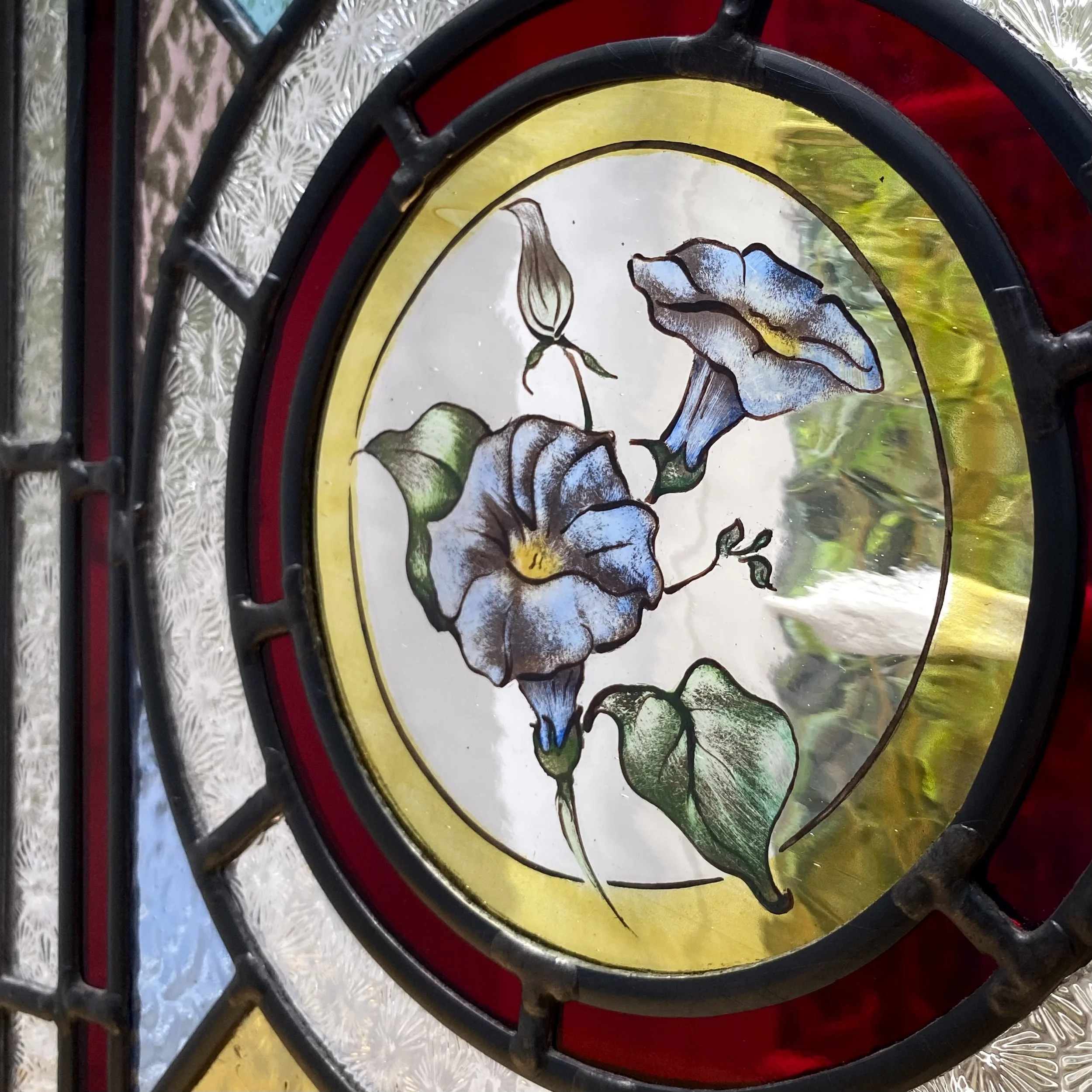 birth flower morning glory roundel by glass artist zoe henderson