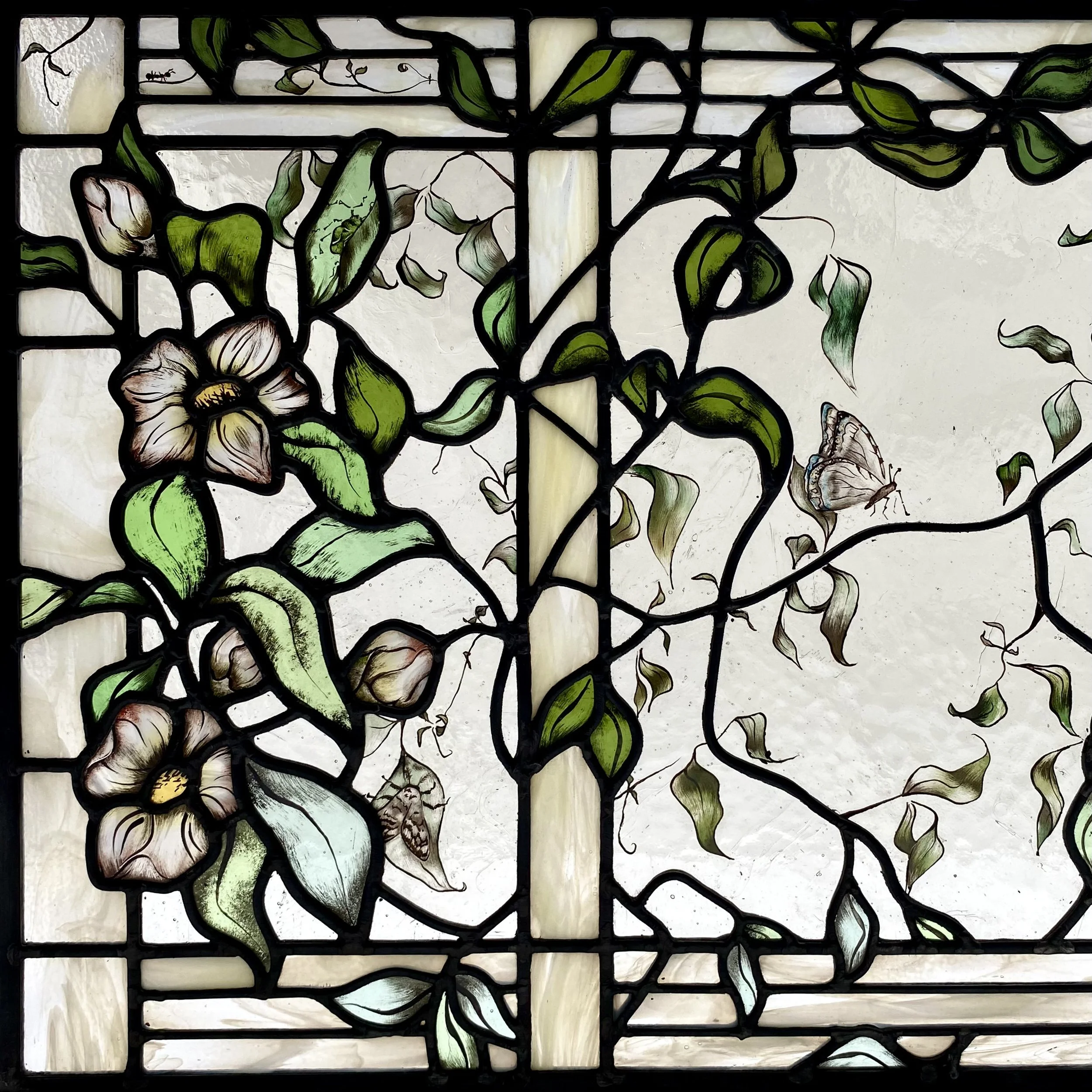 hand cut, painted and built stained glass transom window by zoe henderson zoehenderson.co.uk