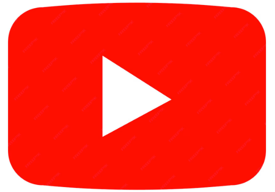 YouTube play button icon with red background and white triangle.