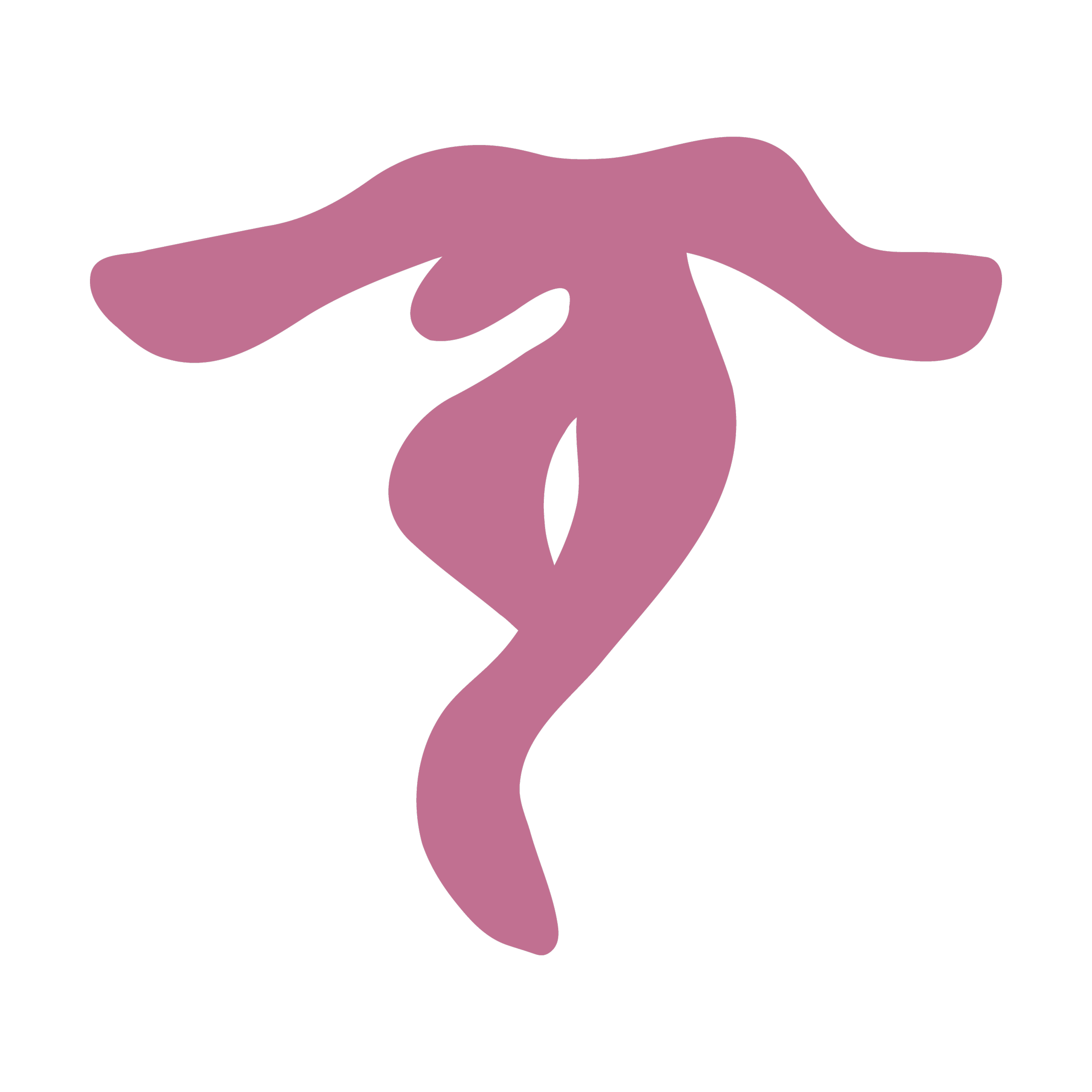 Illustration d'une main rose tenant une fleur de la même couleur, avec un fond noir.