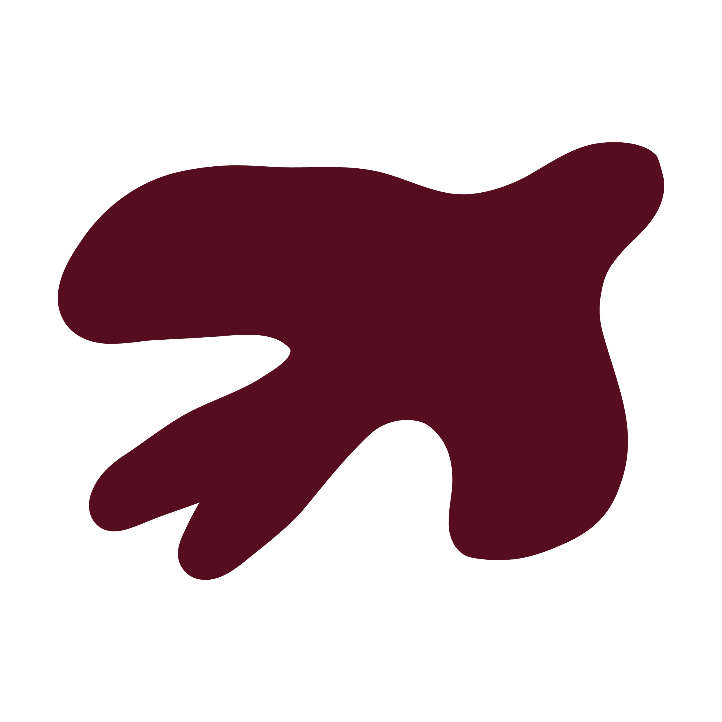 Une silhouette sombre d'une main ouverte, contre un fond noir, avec une vague de couleur rouge profond en bas de l'image.