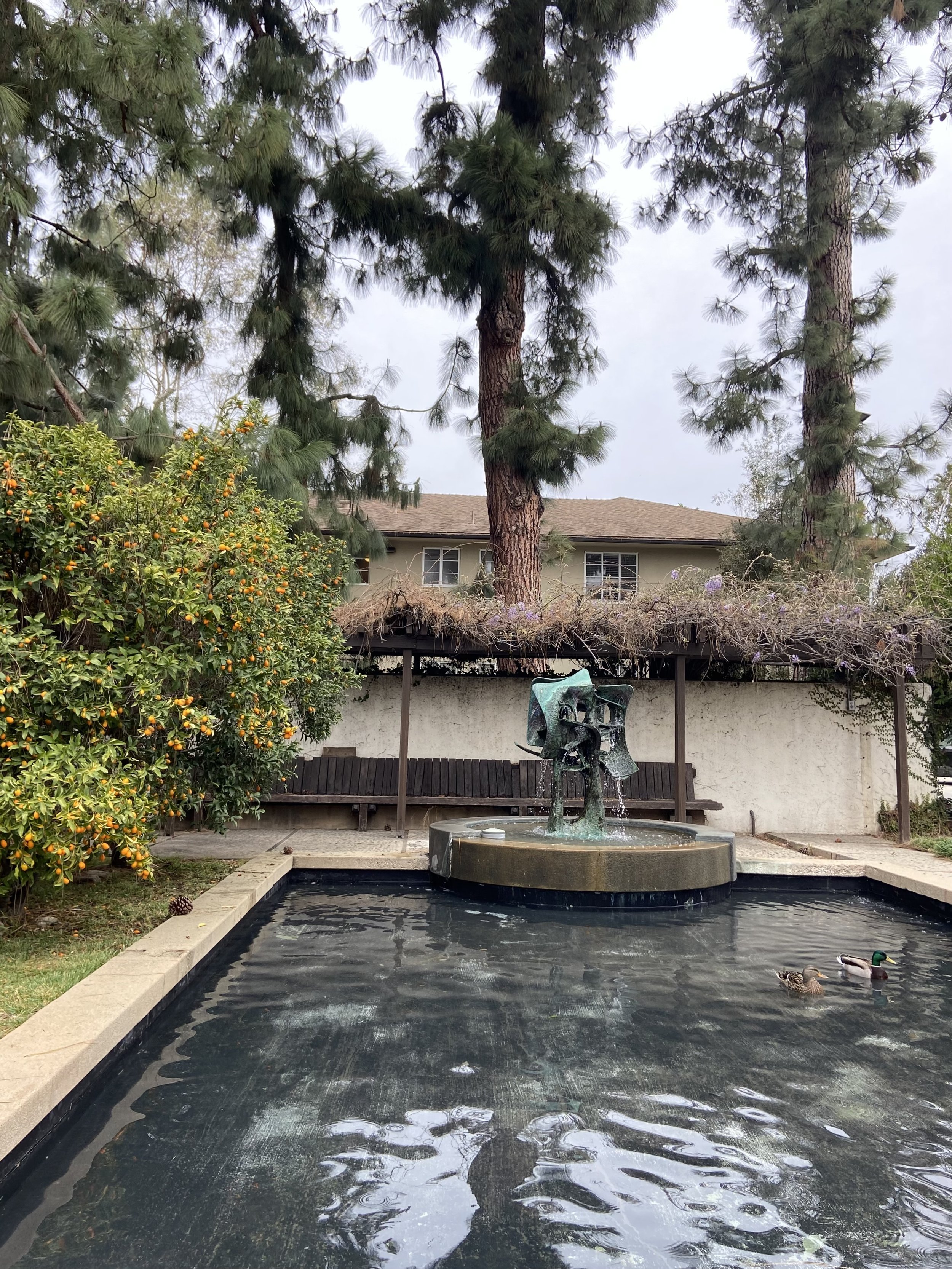 Fountain in a garden.