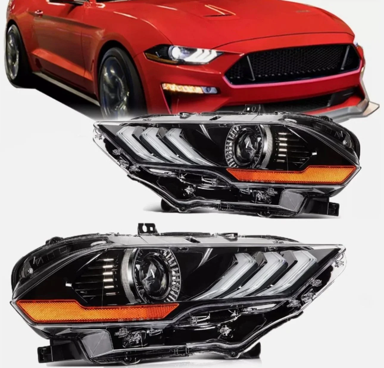 2024 Style LED Headlights - 2018-2023 Ford Mustang Models