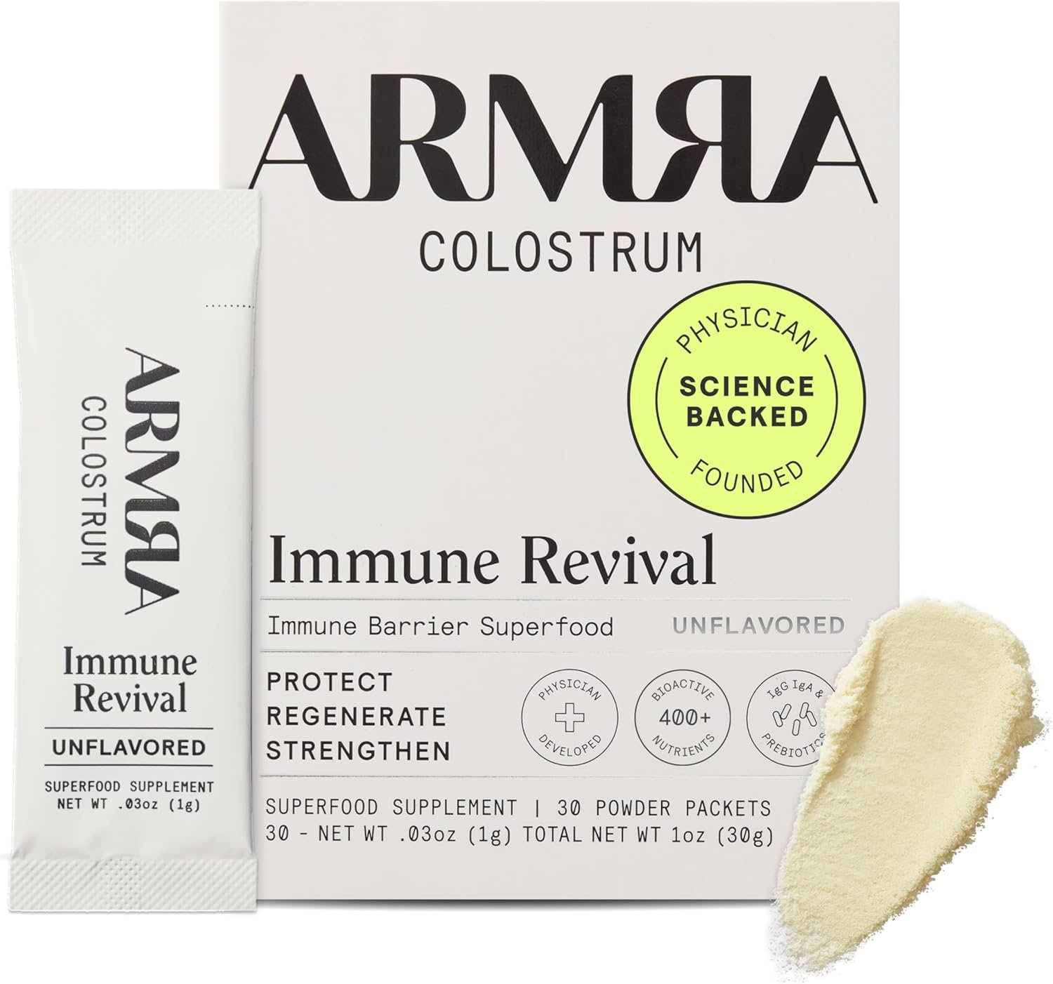 ARMRA Colostrum Powder | Unflavored | Gut Health, Immunity & Bloating | 30 Servings