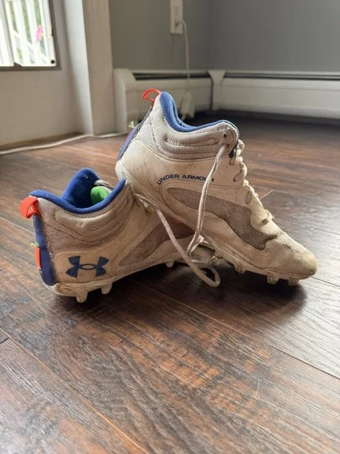 10: Mens - Under Armour - White/Blue/Orange - Size 6