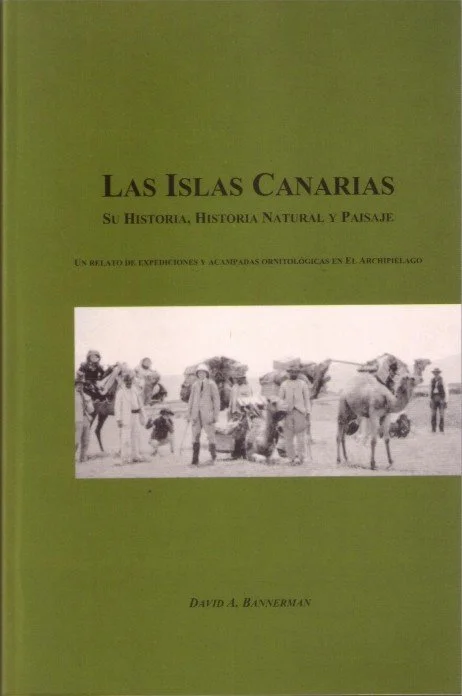Portada de un libro titulado 'Las Islas Canarias. Su Historia, Historia Natural y Paisaje' con una foto en blanco y negro de personas con animales en un paisaje.