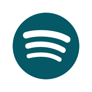 Spotify logo with a blue-green circle and black curved lines