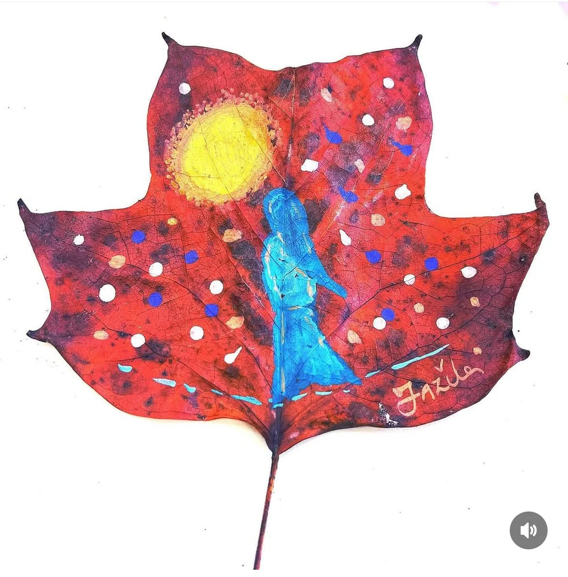 Painting on a leaf- symbolising new beginings