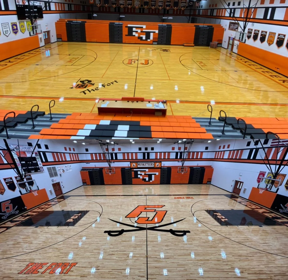Fort Jennings High School basketball court  before and after 