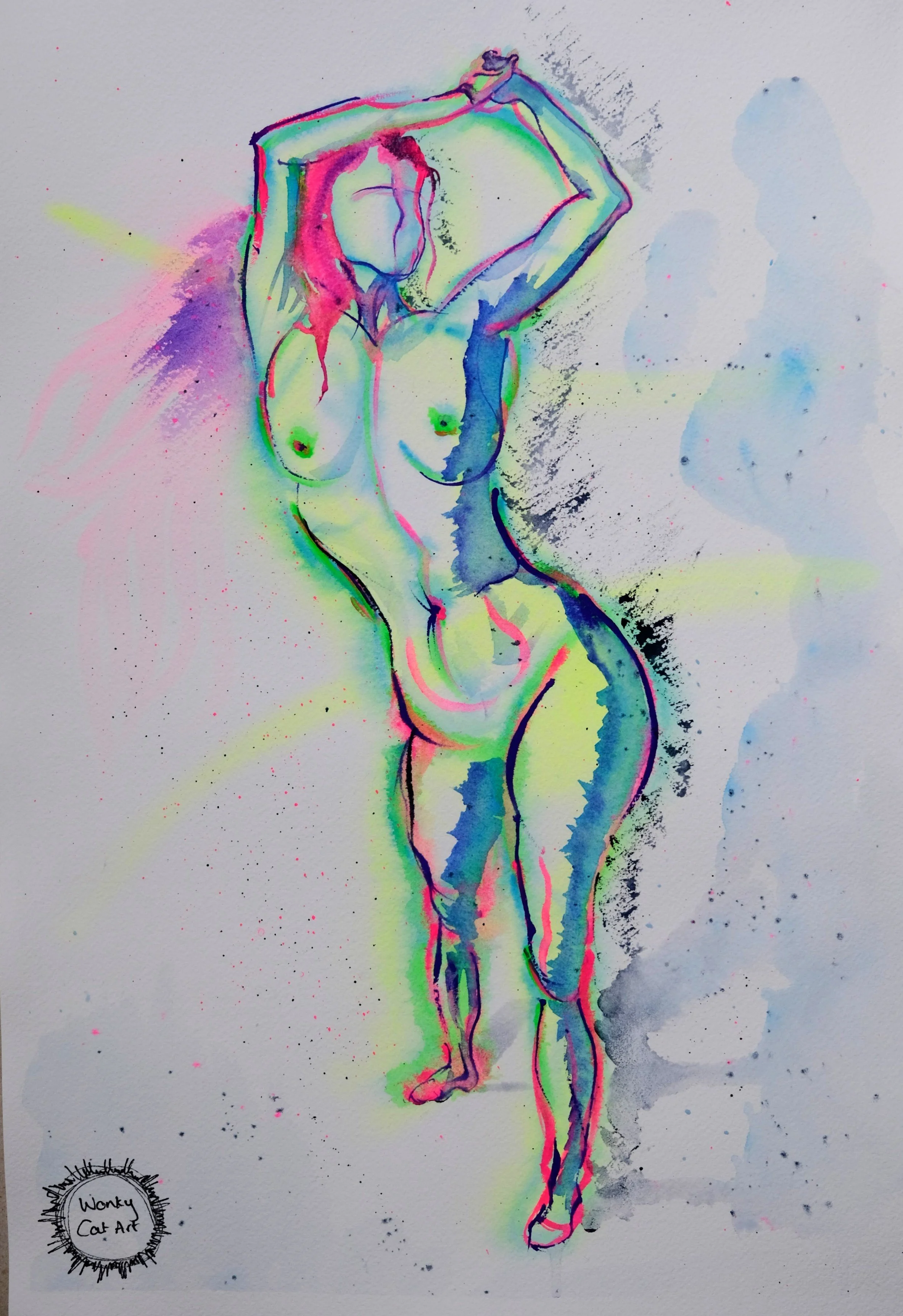 "Dancer with Purple Hair" (Shot under daylight), Watercolour, 2025