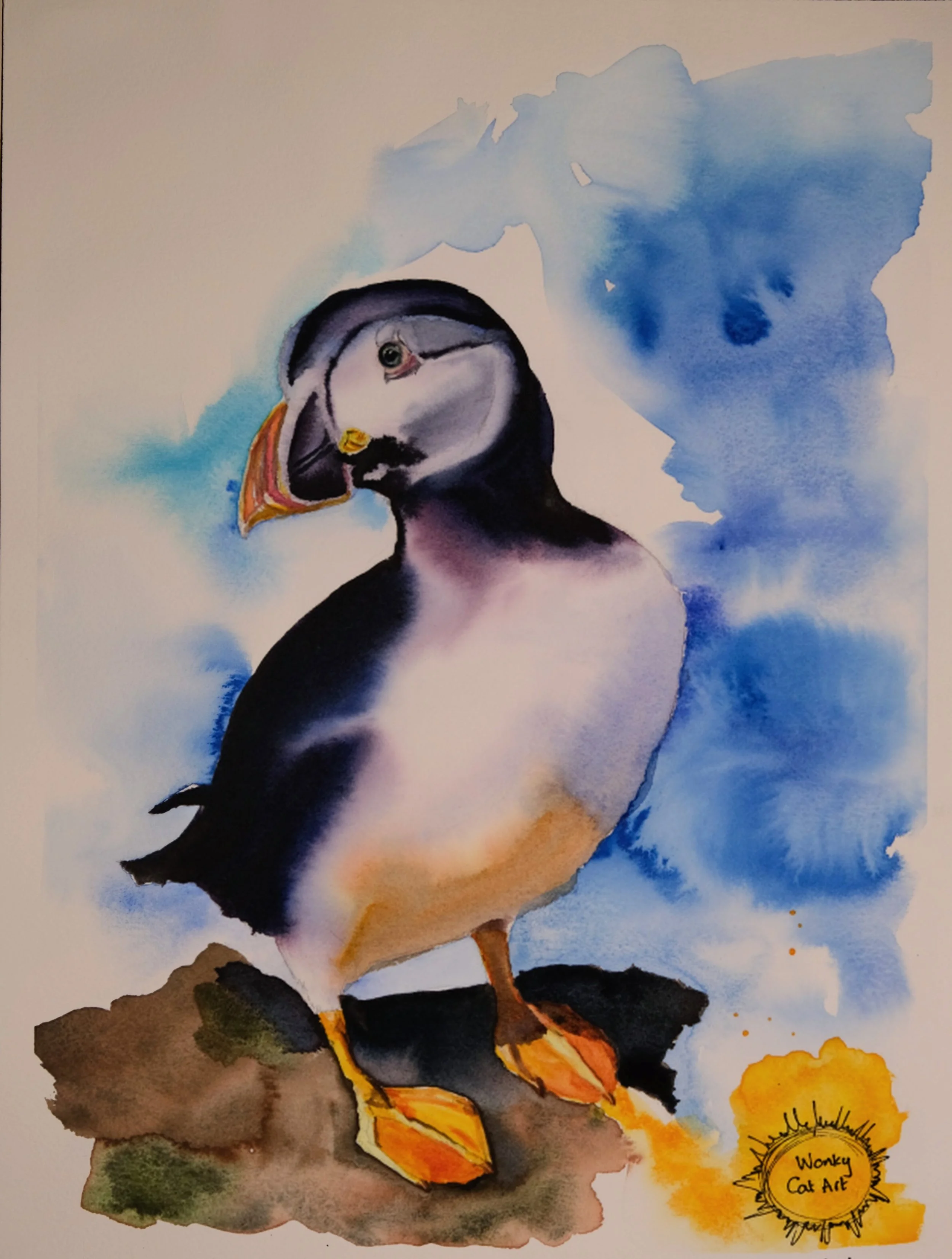 "Puffin", Watercolour, 2025