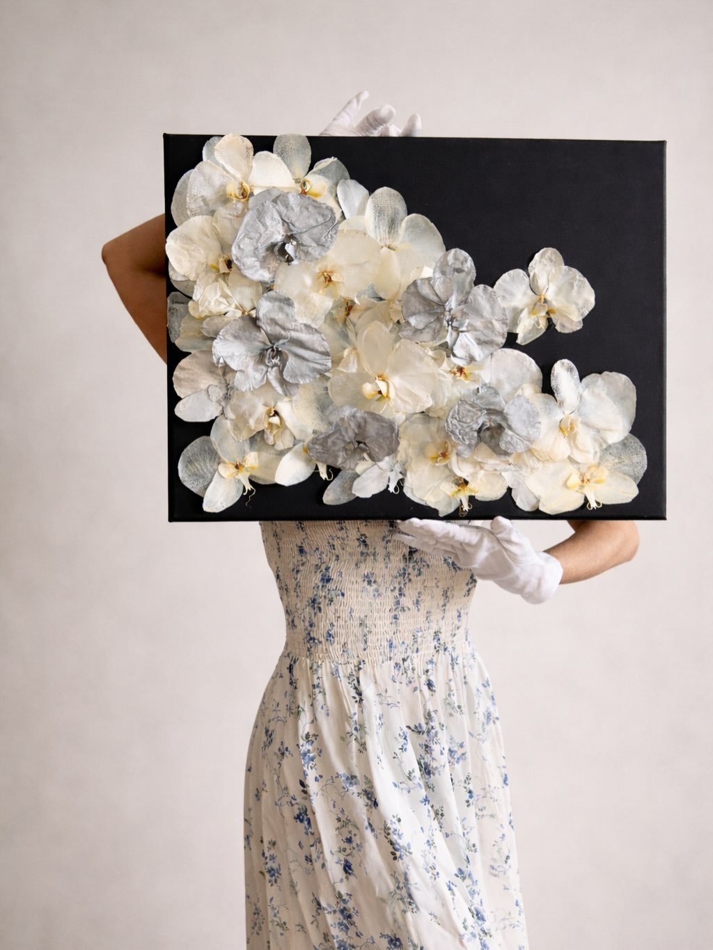 Flowers have always had a language. Long before social media, the Victorians called it floriography; every bloom a word, every arrangement a sentence.
The white orchid means: Eternal love. Purity. Reverence.
I hand-pressed 33 of them for a beautiful 