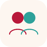 Simple abstract icon with two circles and curved lines