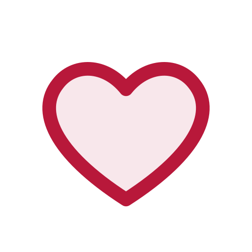 A small red heart with a pink in the center