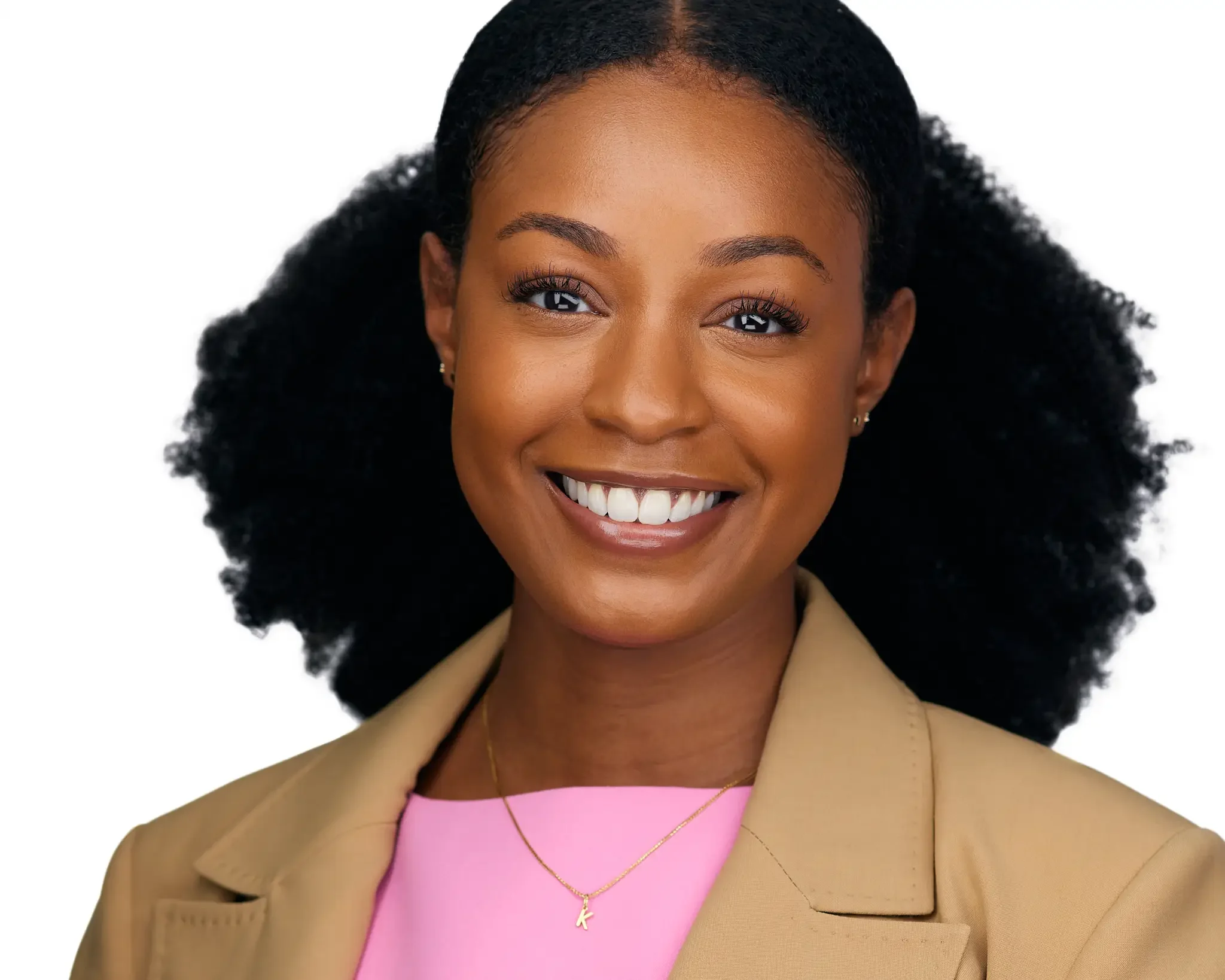executive portrait of a women in tan blazer