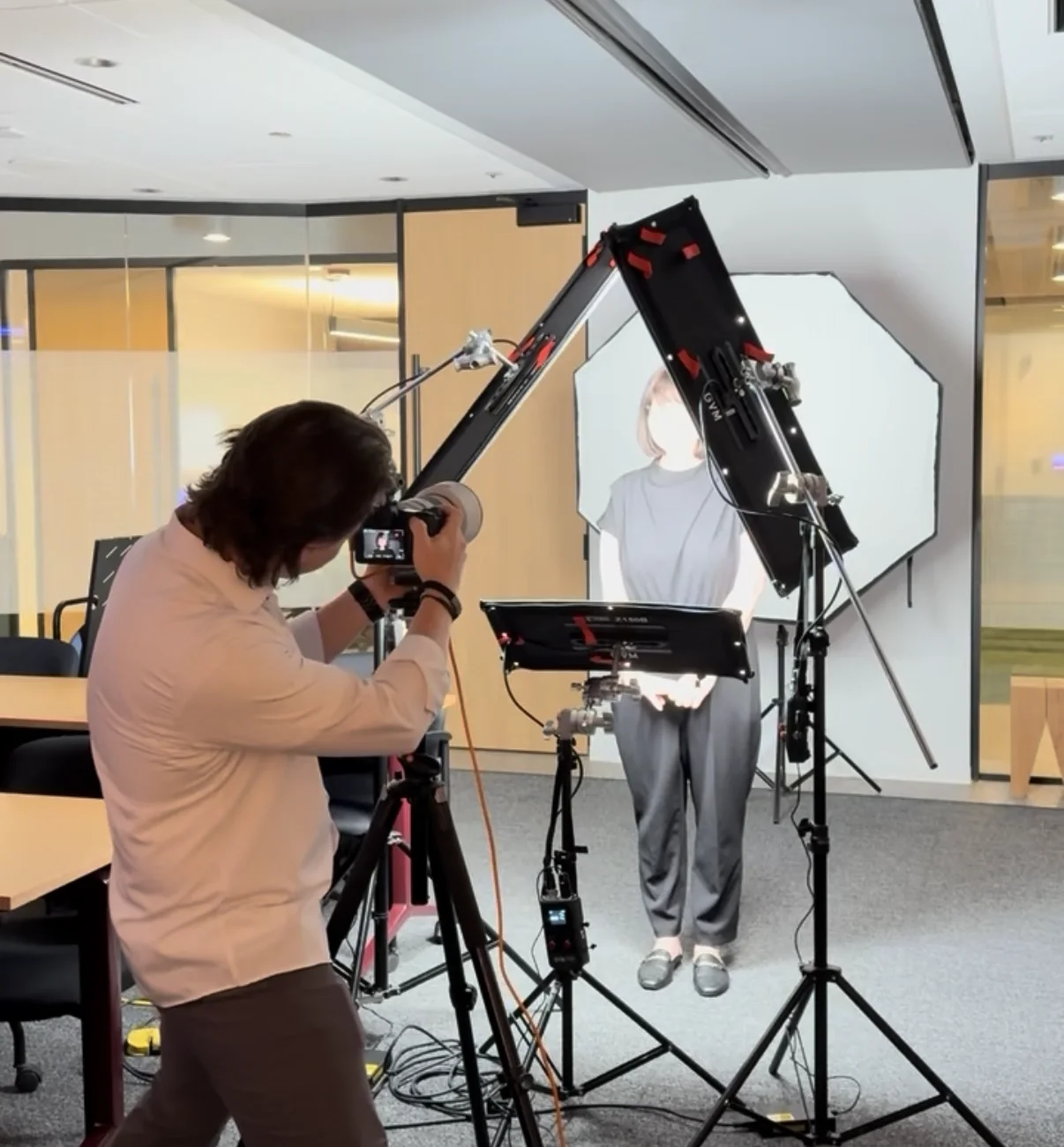 photographer capturing headshots during a company event in chicago