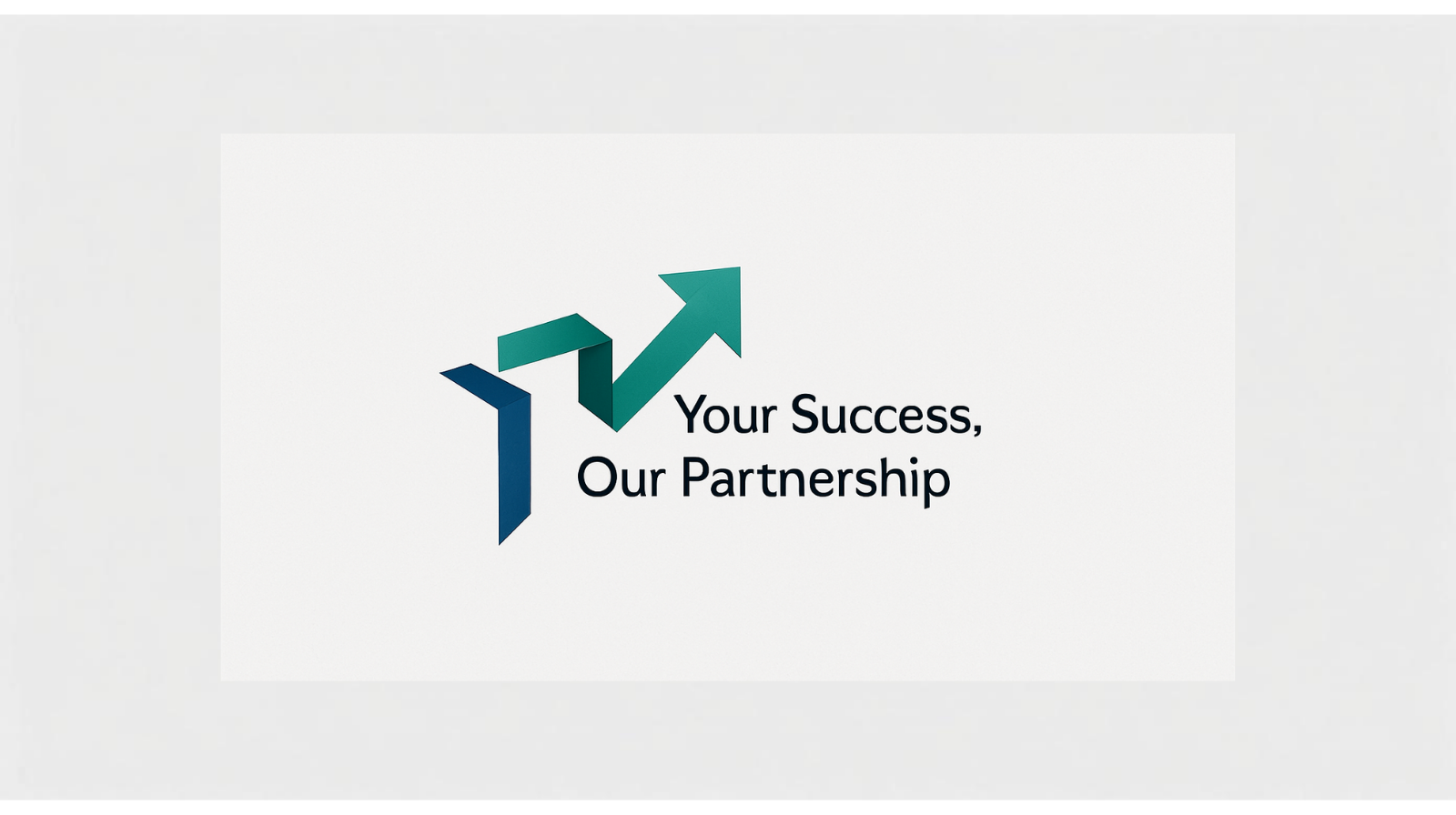 Graphic with upward trending arrows and the text "Your Success, Our Partnership" on a white background.