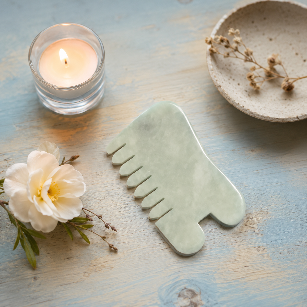 Island Jade Massage Comb & Gua Sha