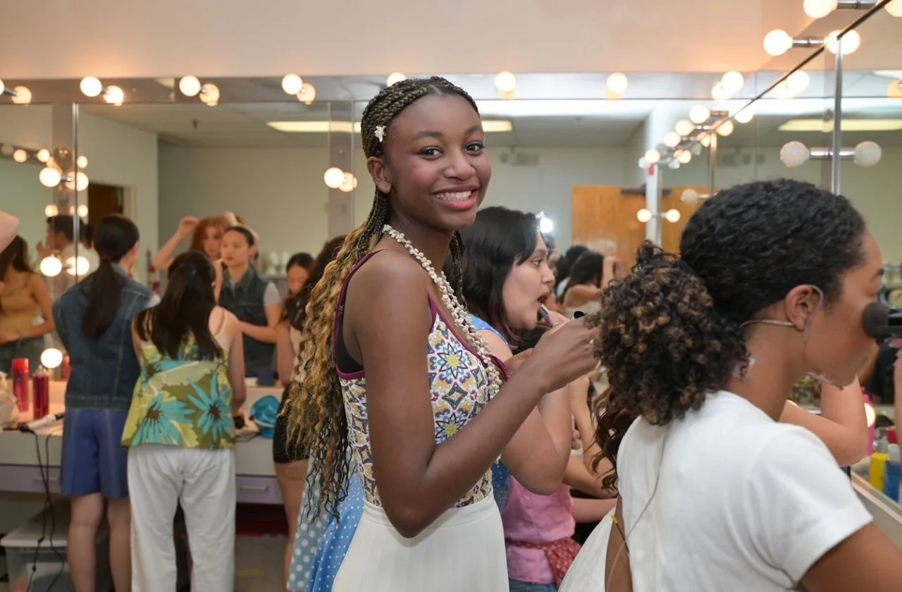 Backstage preparing for Mama Mia