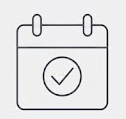 Simple line drawing of a calendar with a checkmark on one of the dates.