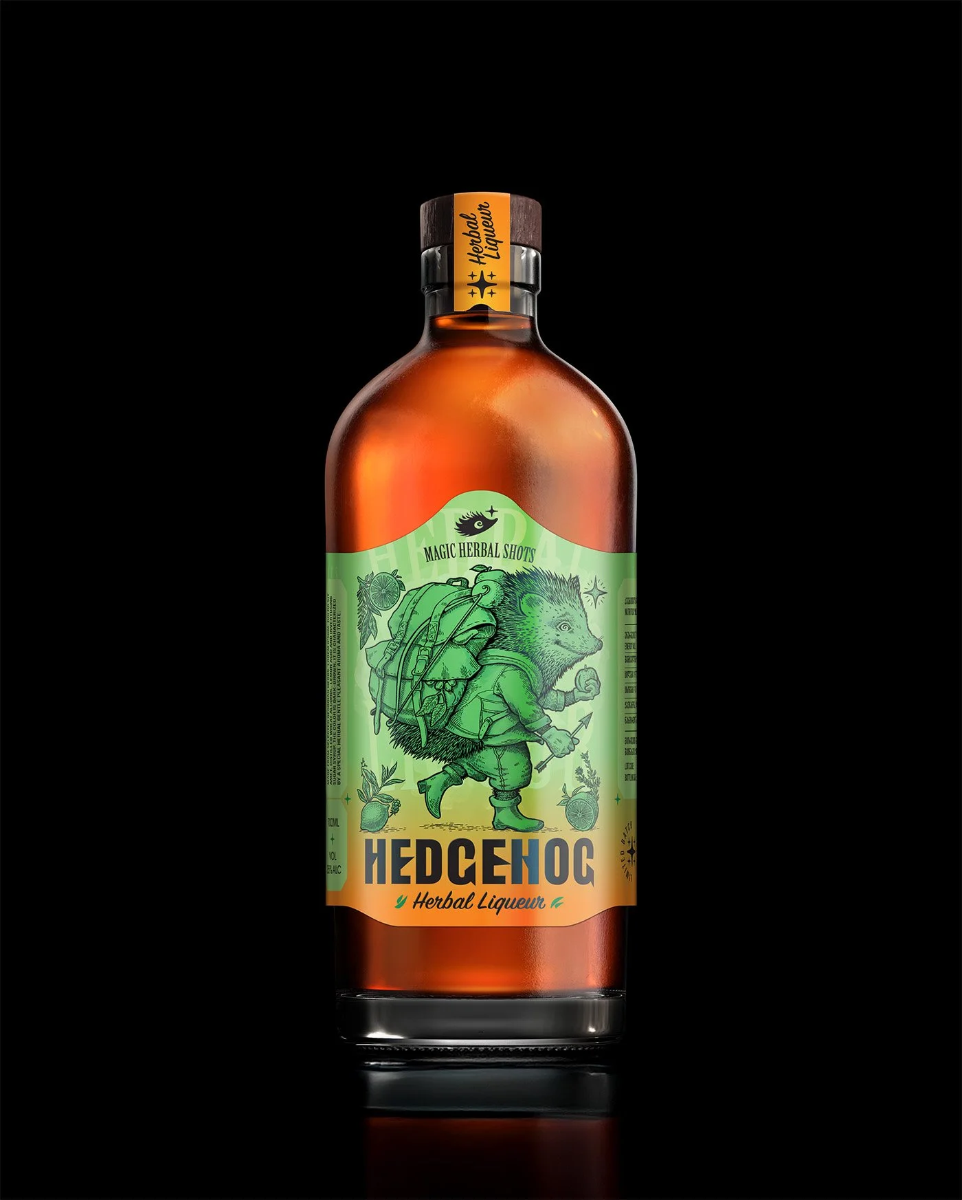 Label Design & Illustration | Hedgehog Herbal Liqueur