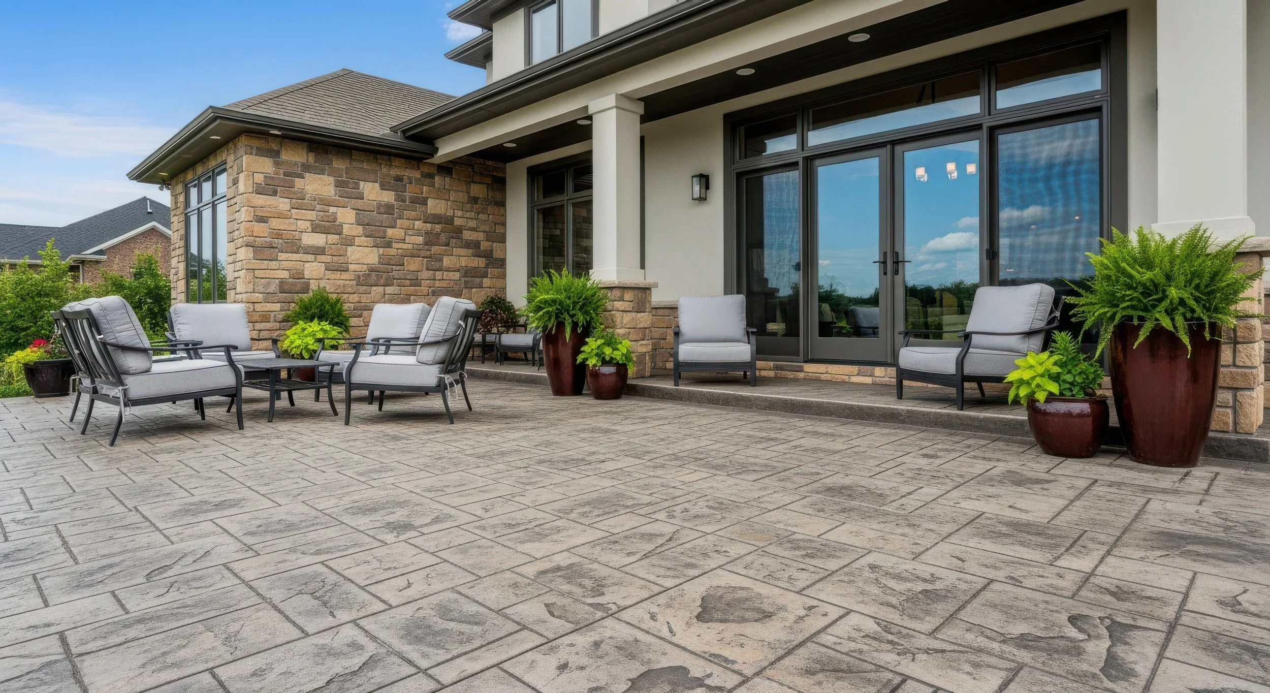 Concrete pool deck installation in Medford, OR with smooth finish and modern design.
