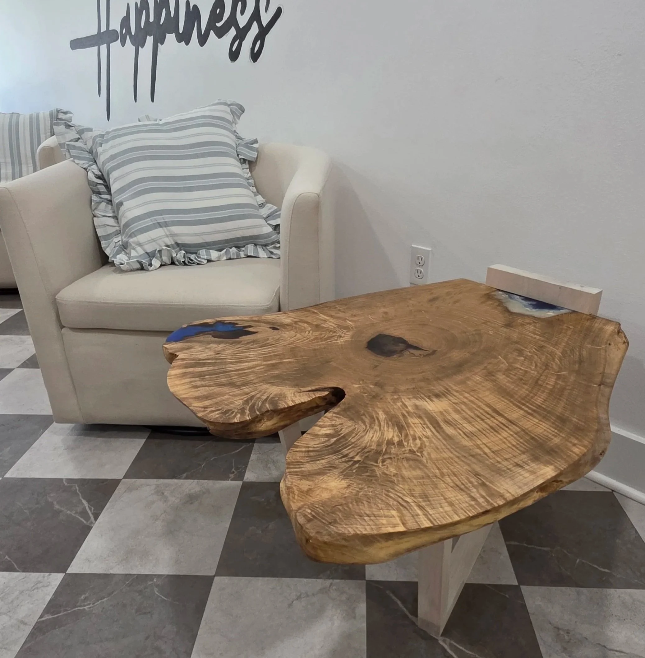 Cliffs of Paradise - Live Edge Magnolia Coffee Table with Maple Base