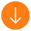 Orange circular download icon with downward arrow