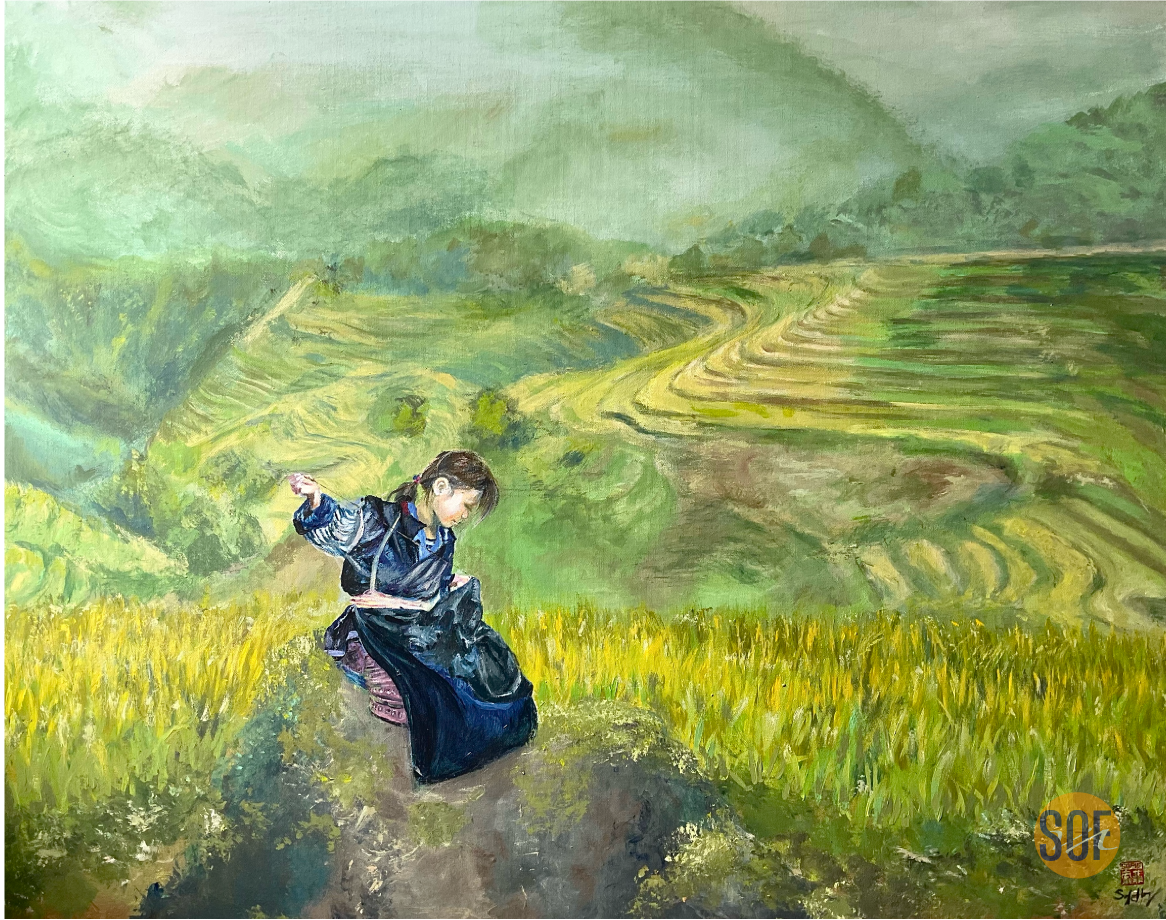 sewing girl in the north of vietnam