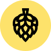 Illustration of a hop cone on a yellow background