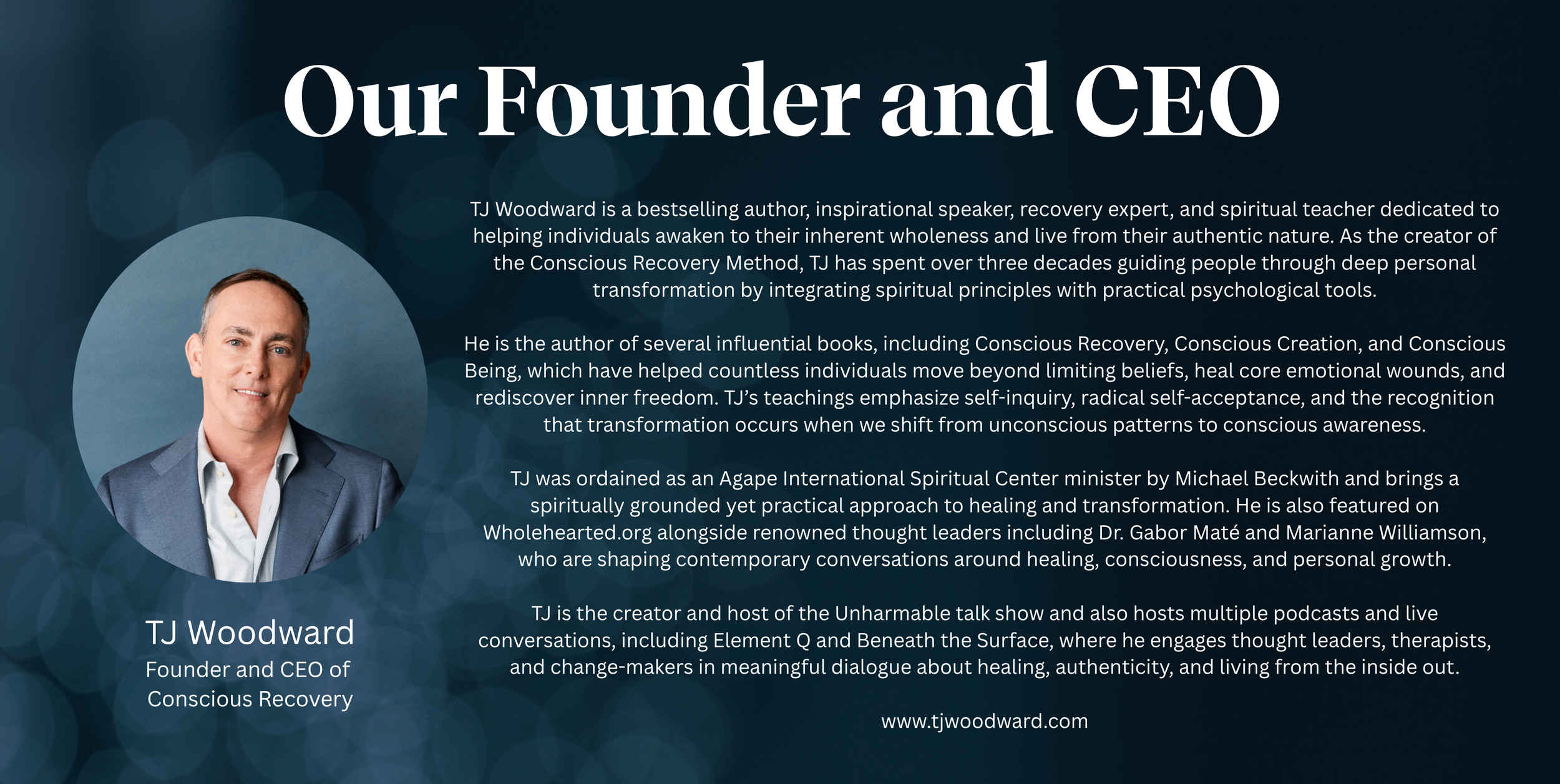 Introduction to TJ Woodward, founder and CEO of Conscious Recovery.