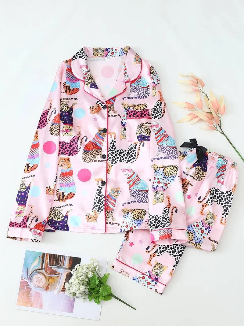 Pink Animal Print Long Sleeve & Pants Set