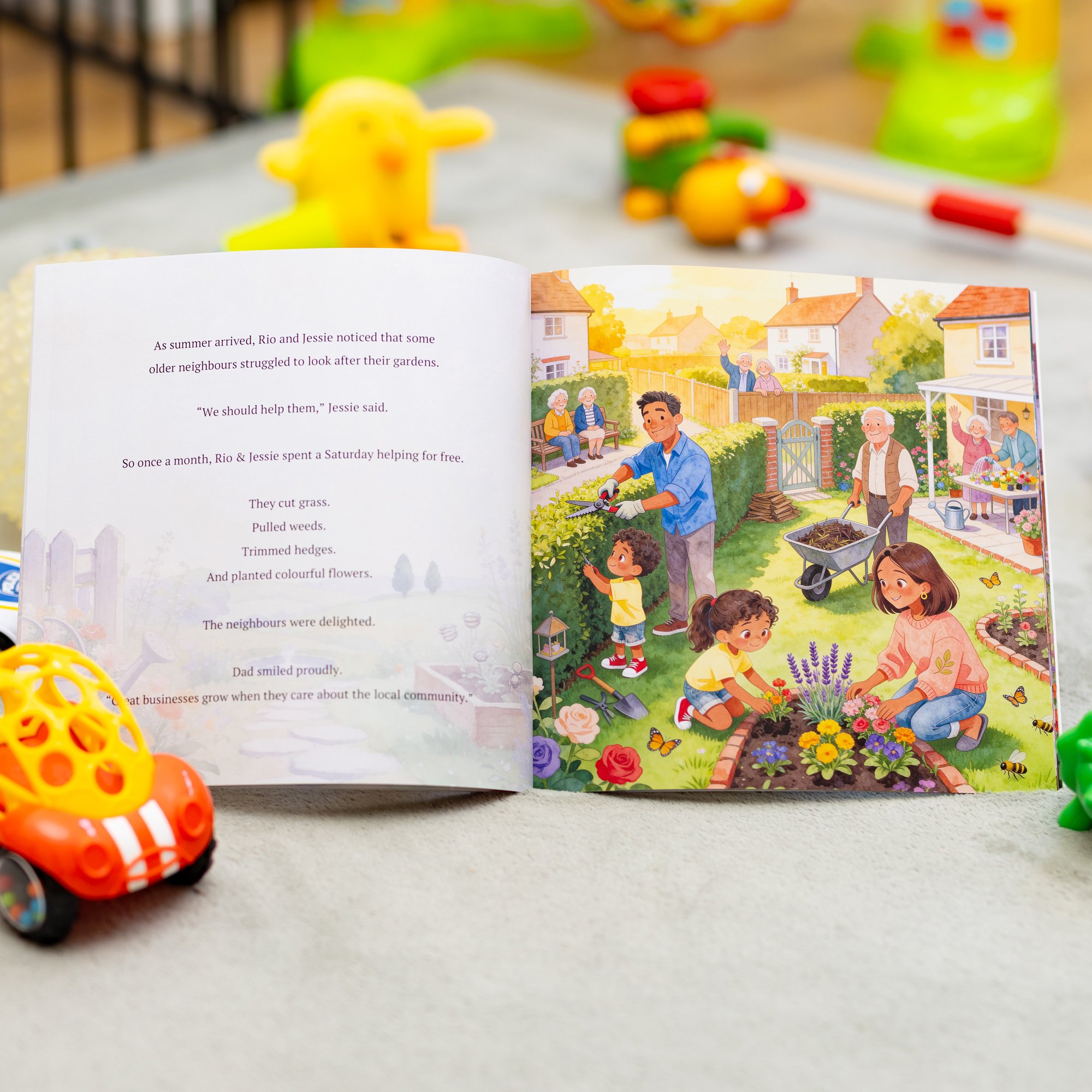 A page from the book: Rio and Jessie Open a Gardening Business