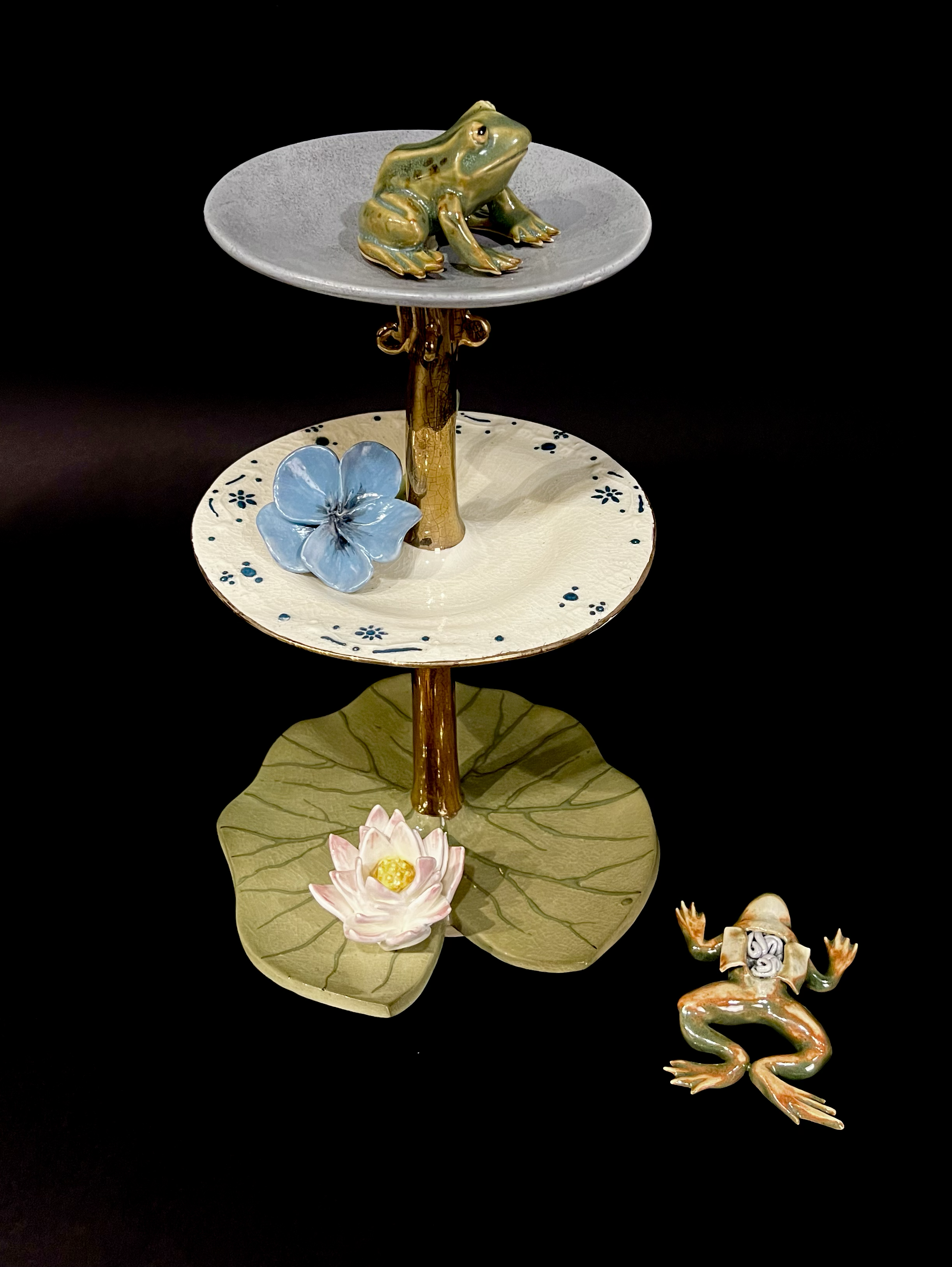 "Tea Time"  Porcelain, Low-Fire Glaze, Gold Lustre 20''x11''x11'' 