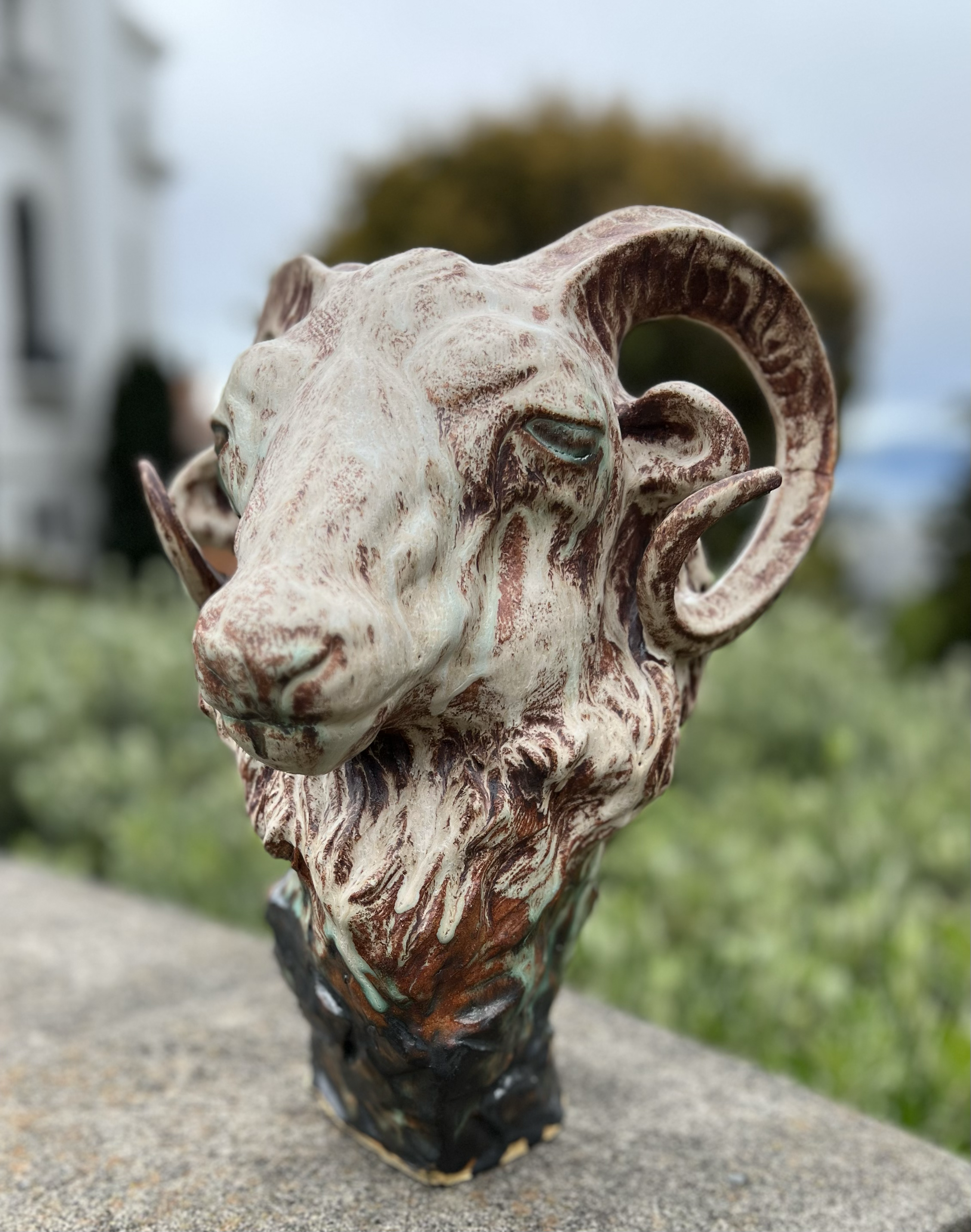 "Aries"  Stoneware, Glaze, Copper Carbonate, Iron Oxide 24''x16''x8''