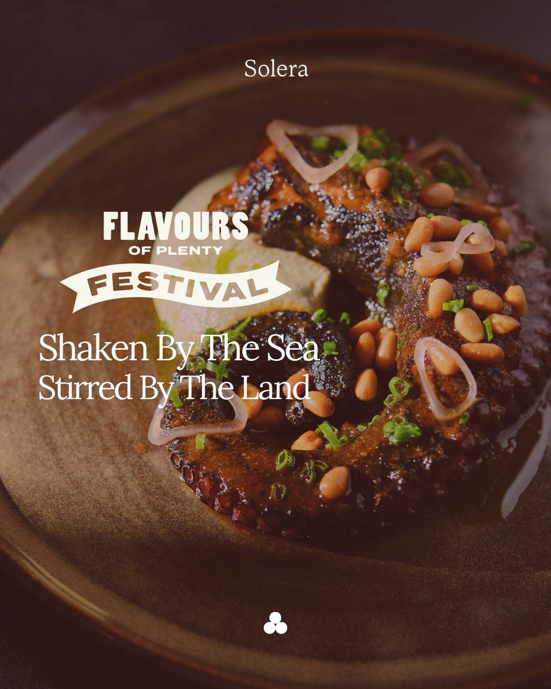 Close-up of a plate with grilled eel garnished with pine nuts, green onions, and ginger, with text overlay for a food festival.