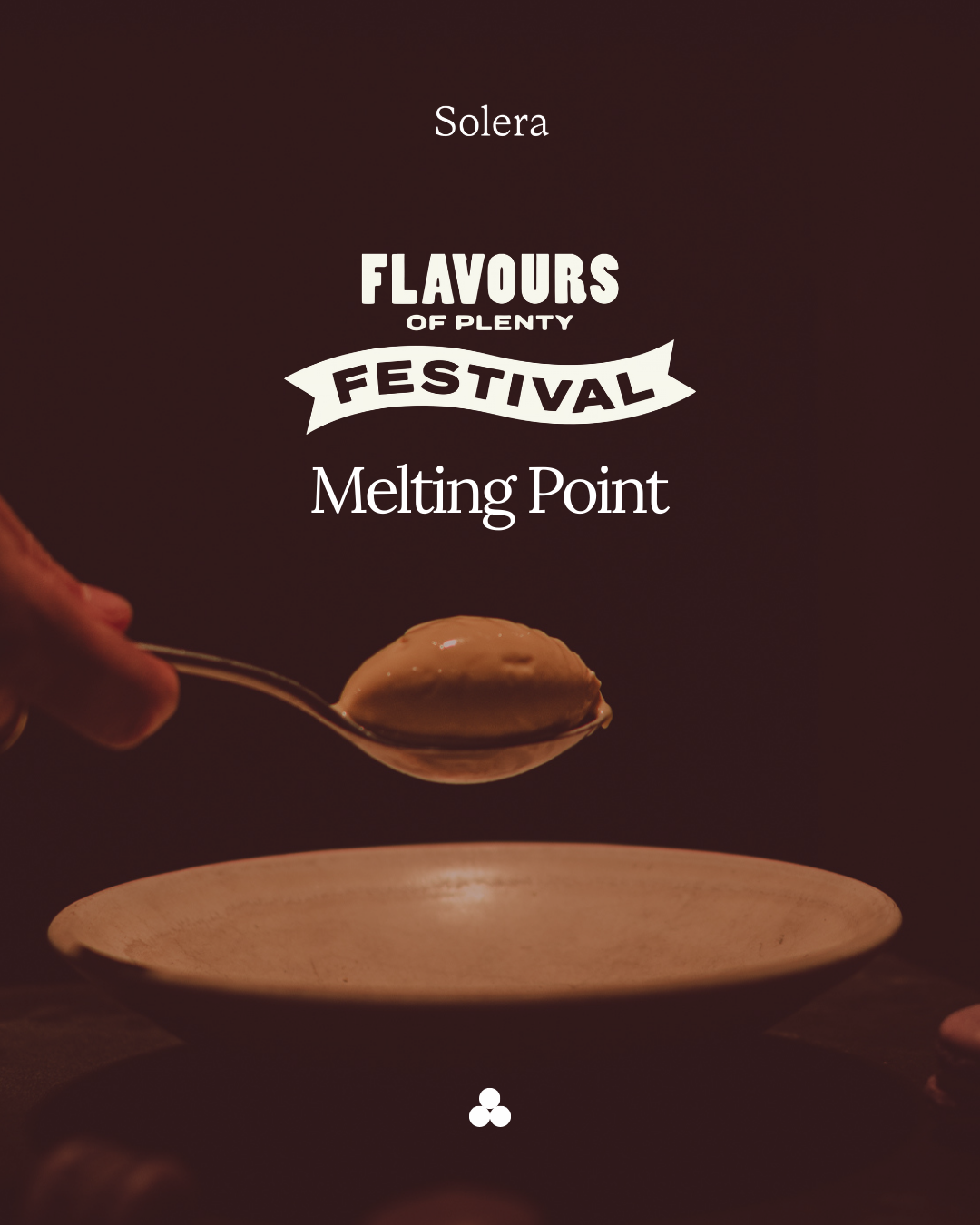 Spoonful of melting ice cream above a bowl, with text promoting a festival themed around flavors and melting points.