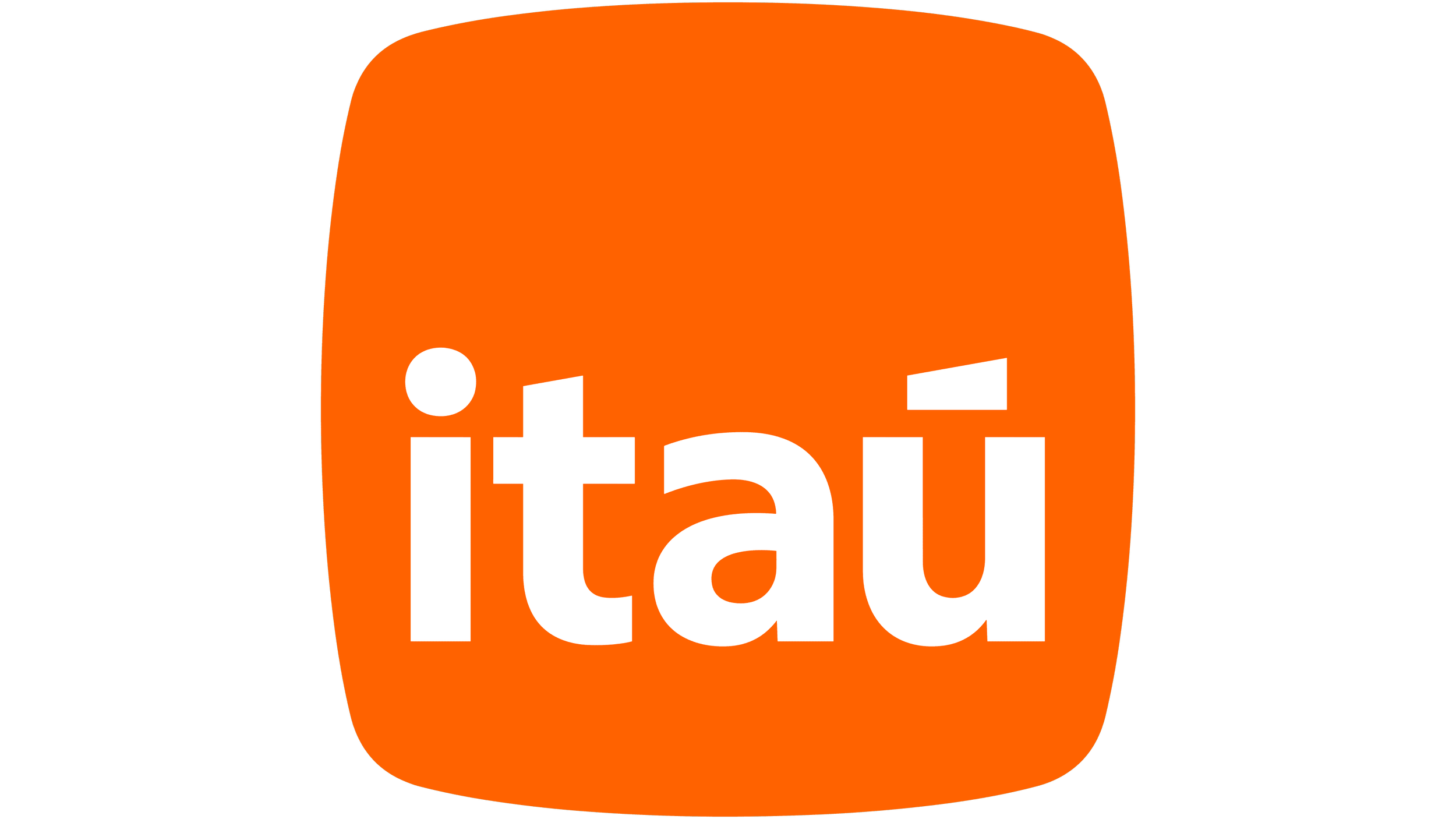 Logo do Itau com fundo laranja e texto branco.