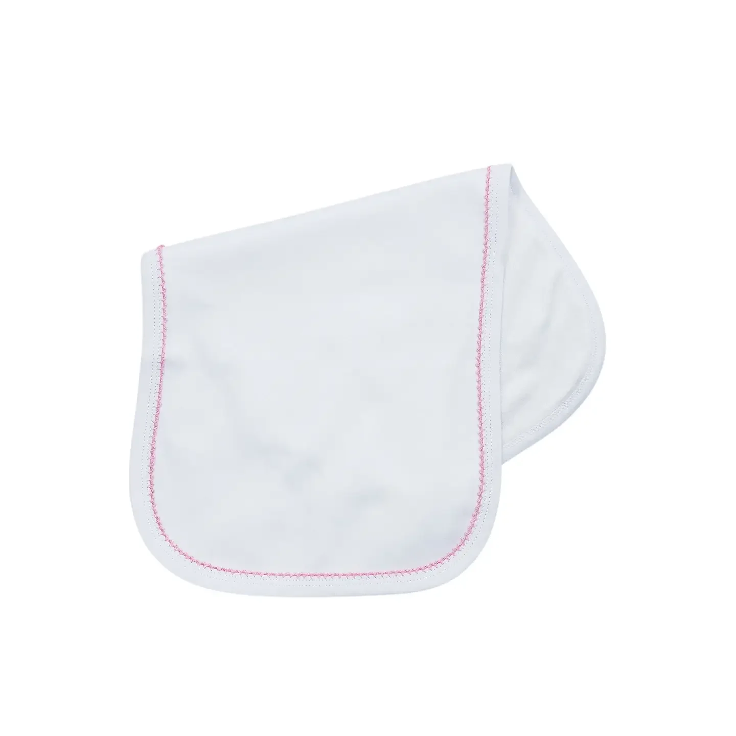 Burp Cloth Picot Trim: White with Pink Trim