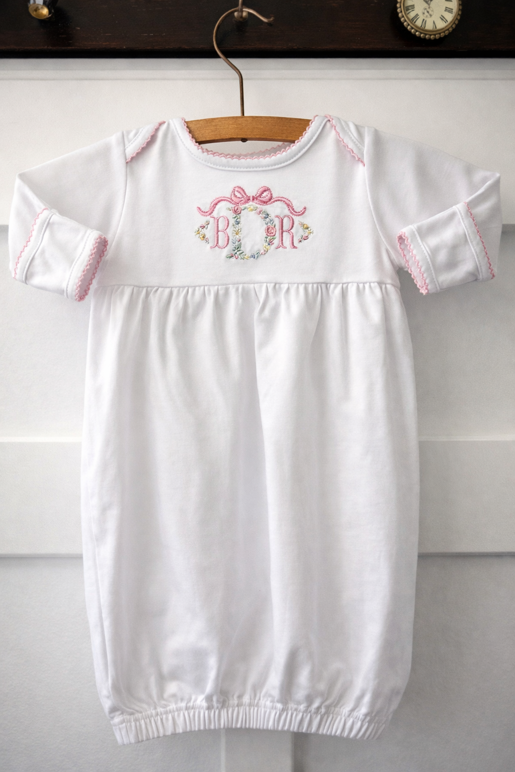 Custom Embroidery Girl Gown Size 0-6 months