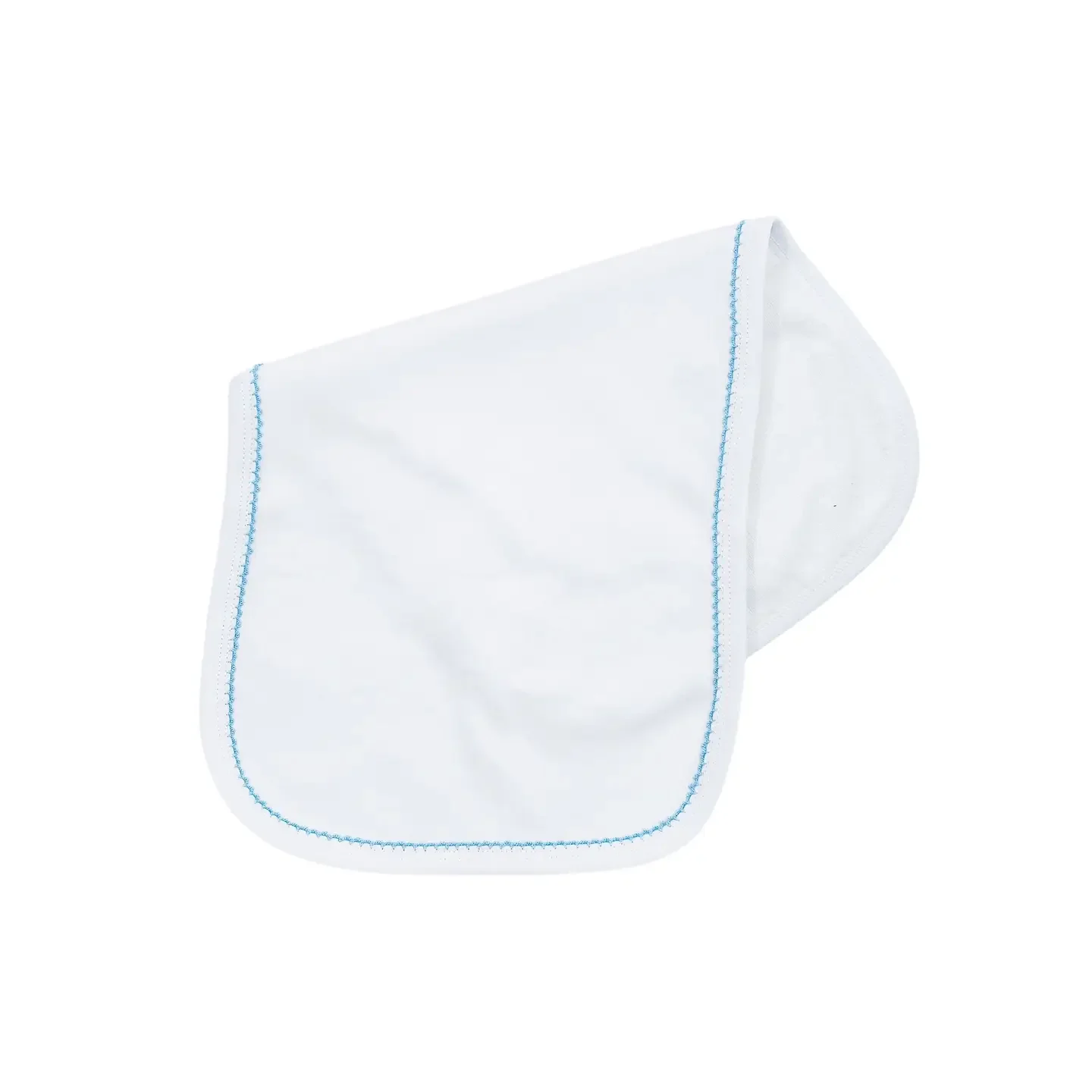 Burp Cloth Picot Trim: White with Blue Trim