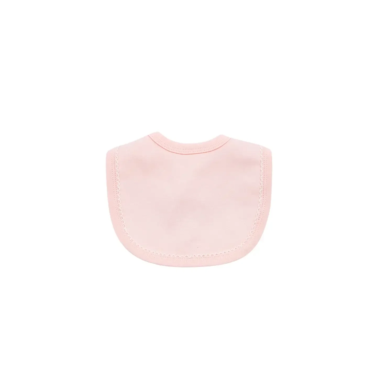 Bib - Picot Trim Pink w/ White - Terry cloth backing
